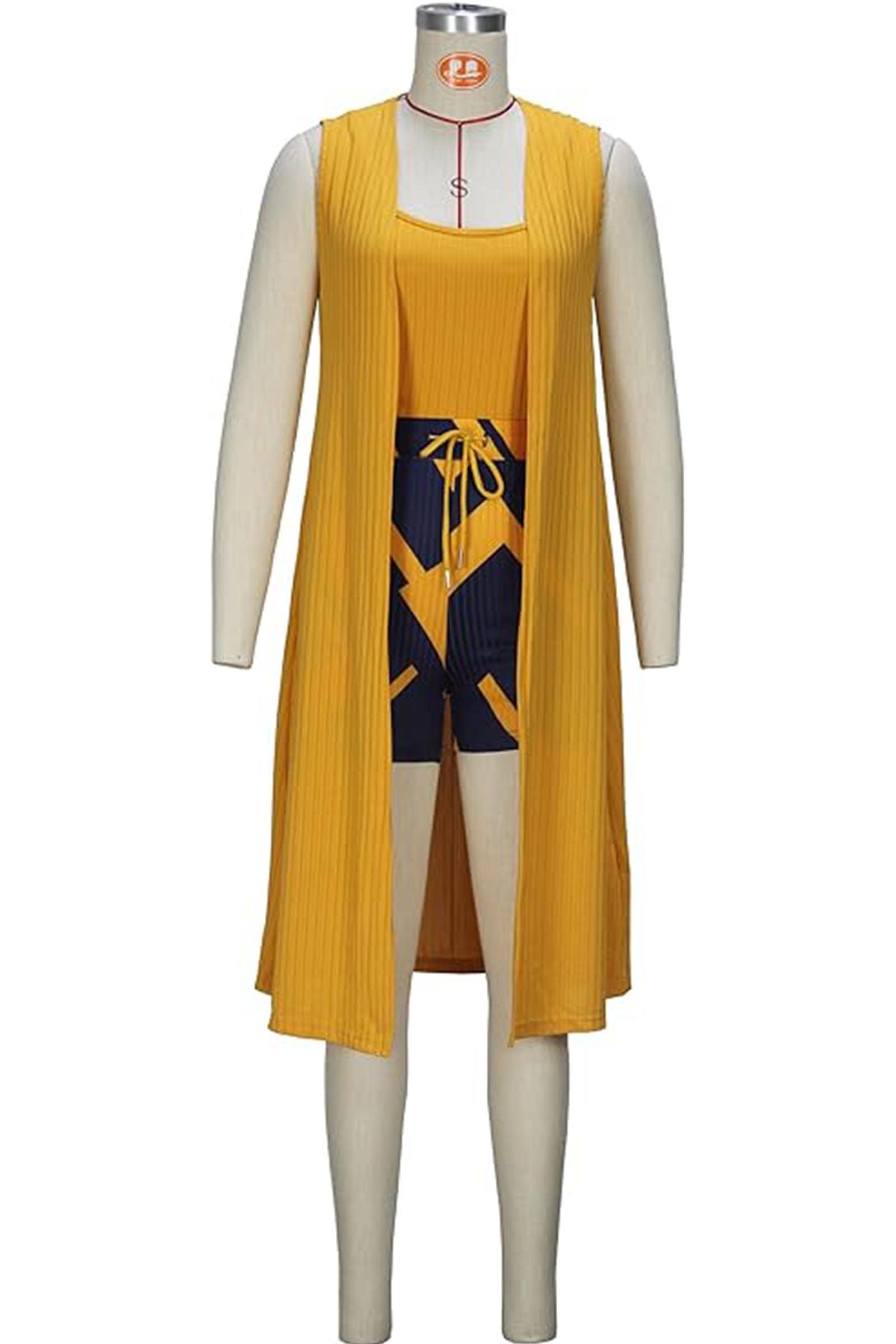 Women's 3-Piece Lounge Set - Ribbed Long Cardigan, Crop Tank & Shorts | Casual Outfit for Home, Travel & Relaxation