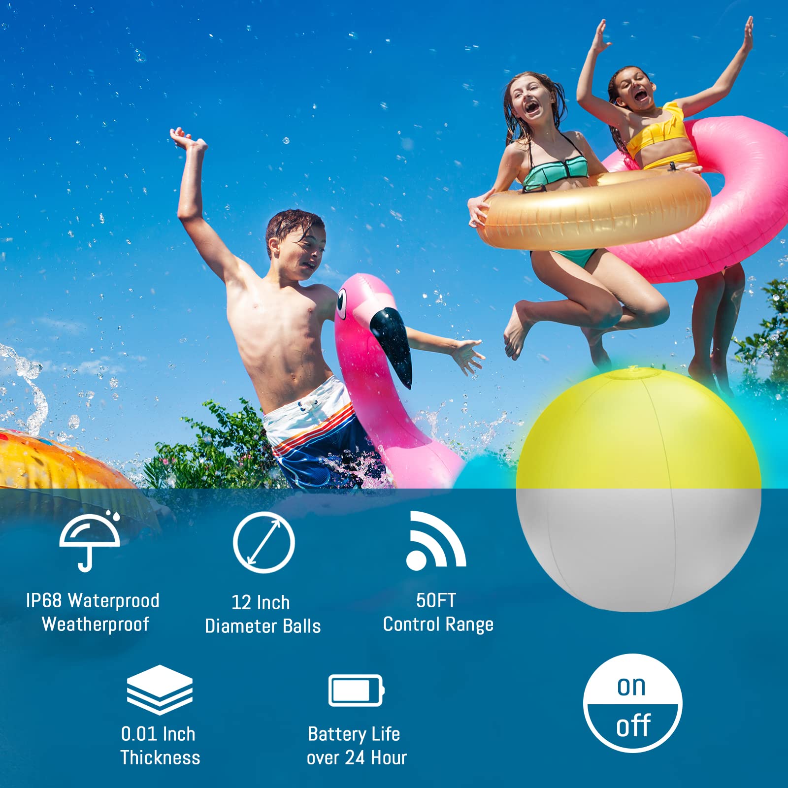 4 Pack LED Light Up Beach Balls for Kids - 12