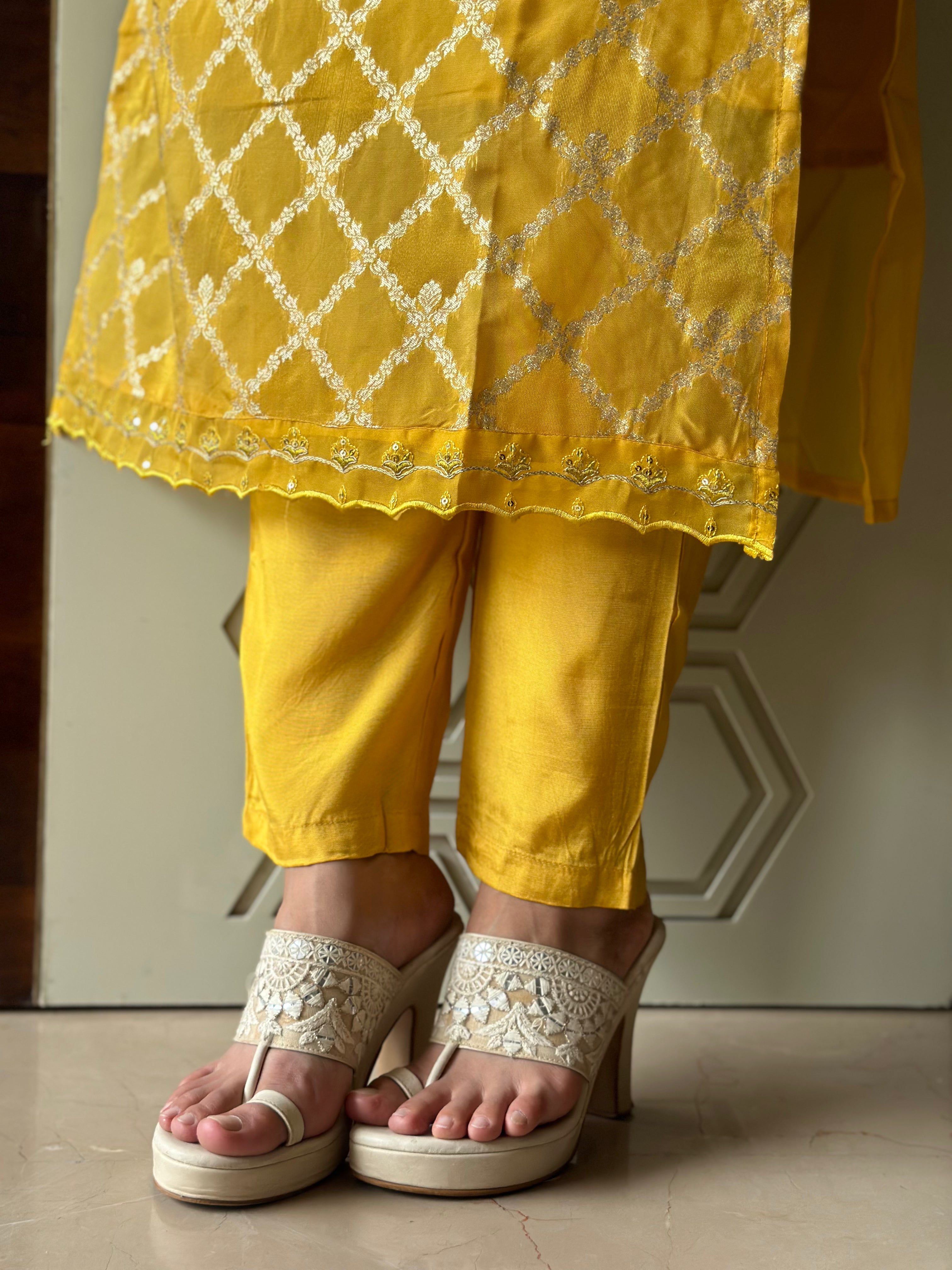 Stylish Bright Yellow Kurta Suit Set for Women | Traditional Indian Ethnic Outfit | Perfect for Festivals, Weddings & Special Occasions