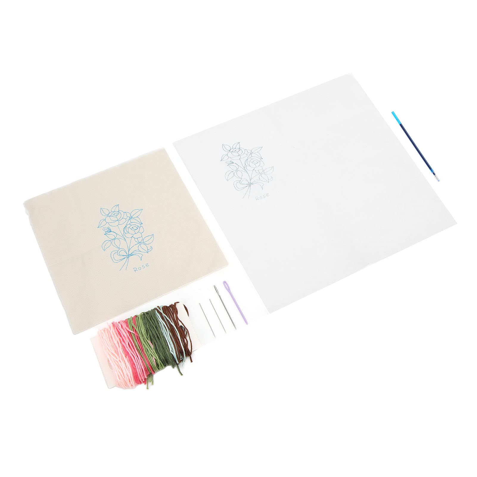 Embroidery Starter Kit with Rose Pattern - Exquisite Plant Embroidery Set with Splicing Fabrics for Beginners | Perfect for Home Decor, Office Relaxation & Travel Crafts