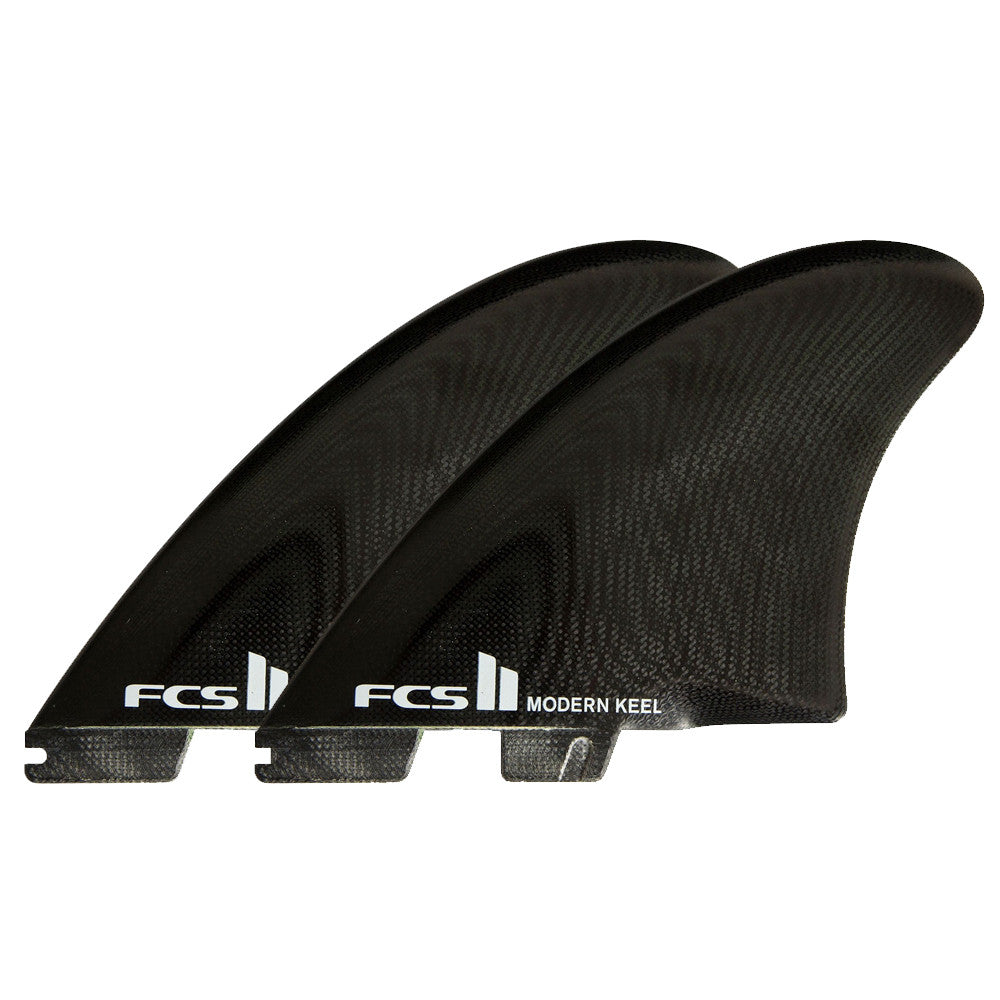 FCS II TWIN Modern Keel PG Twin Surfing Fins - Black - Perfect for Shortboards and Performance Surfing