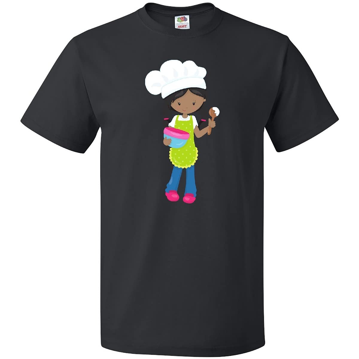 Inktastic African American Girl Baking Baker Bakery T-Shirt - Cute Baking Themed Tee for Women & Girls - Perfect for Baking Classes, Kitchen Gifts & Chef Apparel