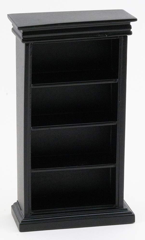 Miniature Dollhouse Bookshelf - Black Empty Bookshelf for Dollhouse Decor, DIY Miniature Furniture, Doll Accessories - Perfect for Dollhouse, Miniature Displays & DIY Craft Projects