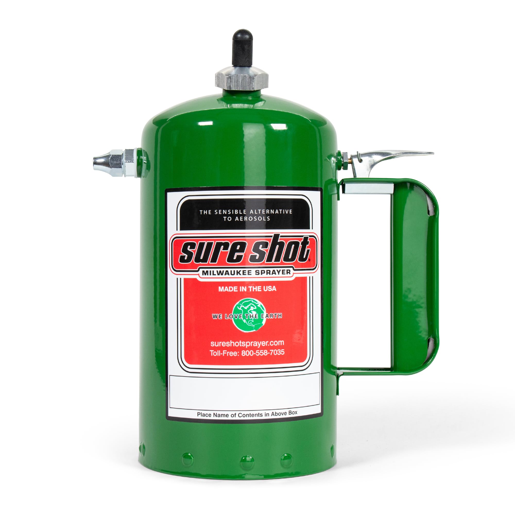 SURE SHOT A1000G 1-Quart Non-Aerosol Refillable Pressurized Sprayer - Heavy Duty Steel Canister with Brass Nozzle for Oil, Solvent, Degreasers & Lubricants - Made in USA (32oz) - Perfect for Automotive, Industrial & Household Cleaning Applications