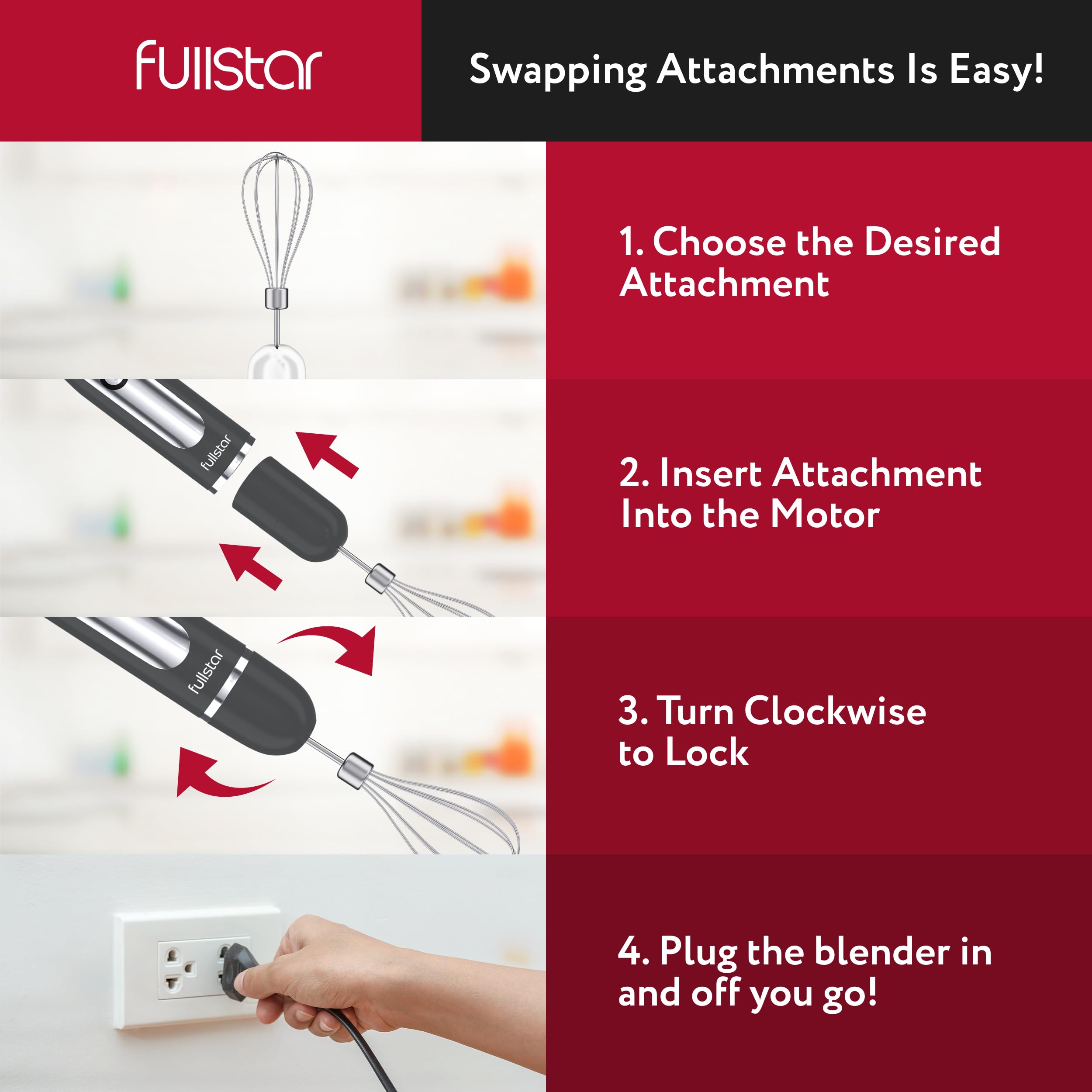 500W 9-Speed Immersion Blender Set - 3-in-1 Handheld Electric Hand Mixer for Smoothies, Soups & Purees - Gray Stick Blender for Kitchen, Baby Food & Baking