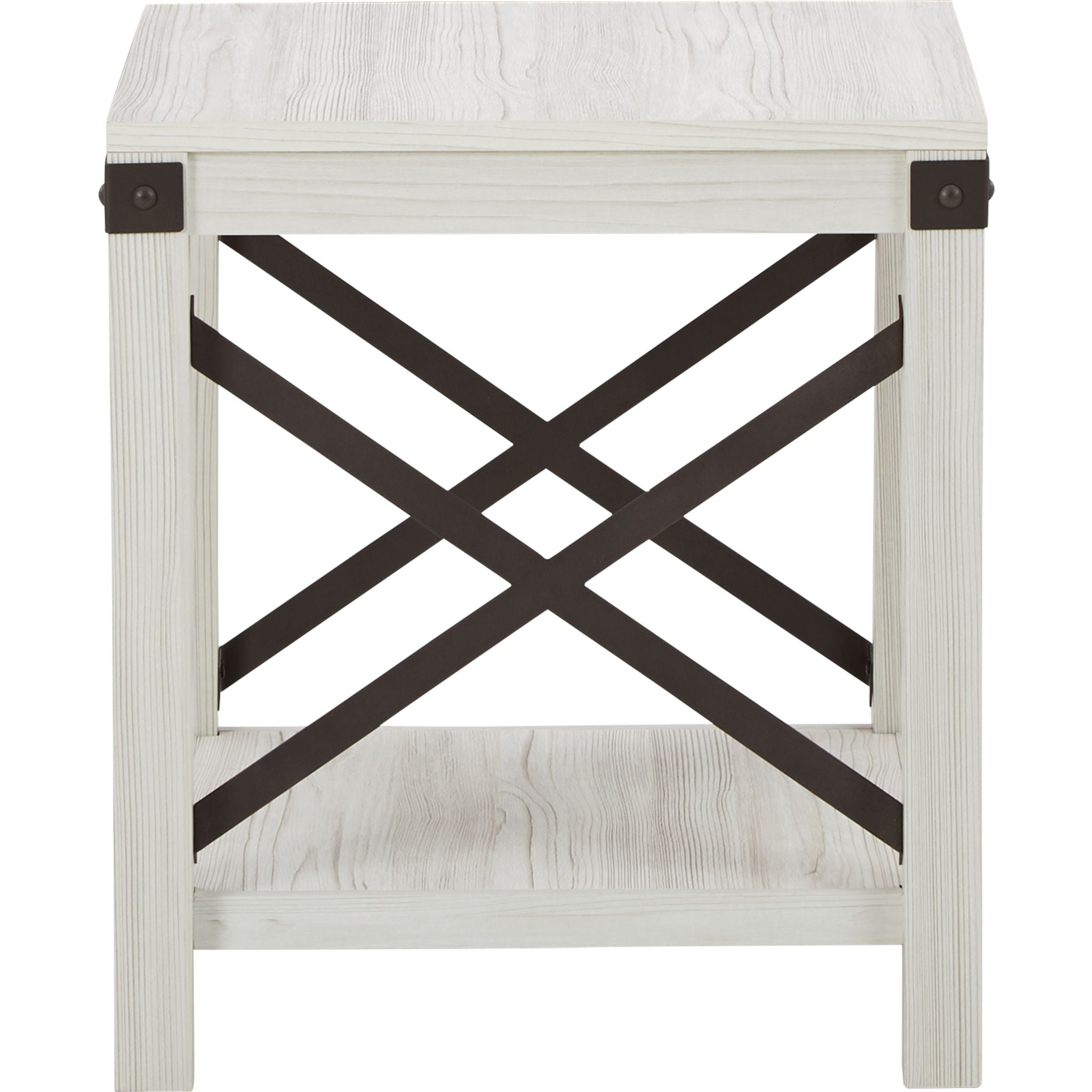 Bayflynn Whitewashed End Table - Modern Nightstand for Bedroom, Living Room, or Office - Small Side Table with Rustic Farmhouse Style
