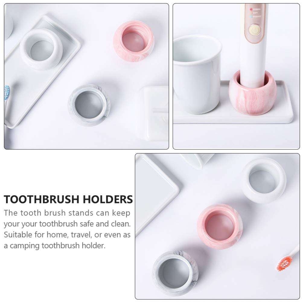 Cabilock 3-Piece Marble Toothbrush Holder Stand - Bathroom Organizer for Electric & Manual Toothbrushes, Toothbrush Storage with Stable Base - Perfect for Countertop, Vanity, and Modern Bathroom Decor