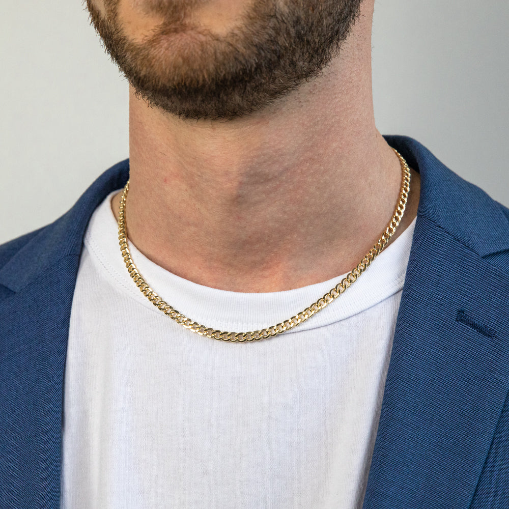 9ct Radiant Yellow Gold Copper Filled Curb Chain Necklace for Men & Women - Perfect for Layering, Everyday Wear & Gift Giving