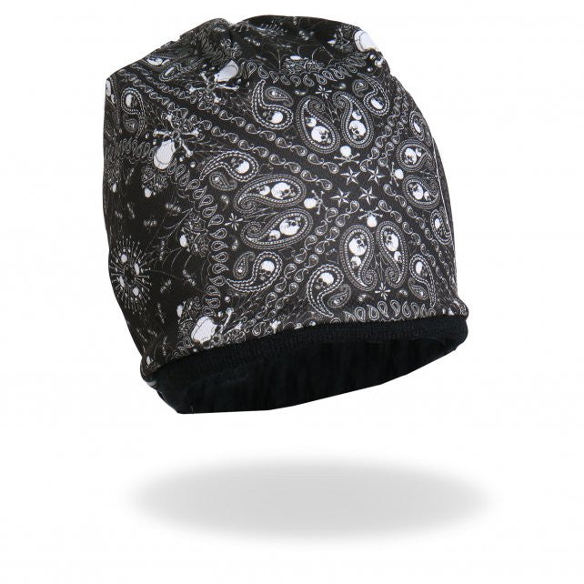 Hot Leathers Sublimated Paisley Skull & Crossbones Beanie - 3D Printed Art Design for Men & Women | Winter Fashion Accessory for Motorcycle Riders, Bikers, and Outdoor Enthusiasts