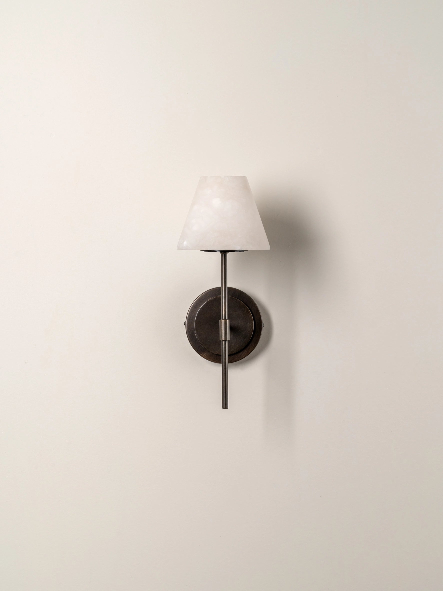 Alabaster and Bronze Wall Light - Single Sconce for Bedroom, Living Room, or Hallway Lighting