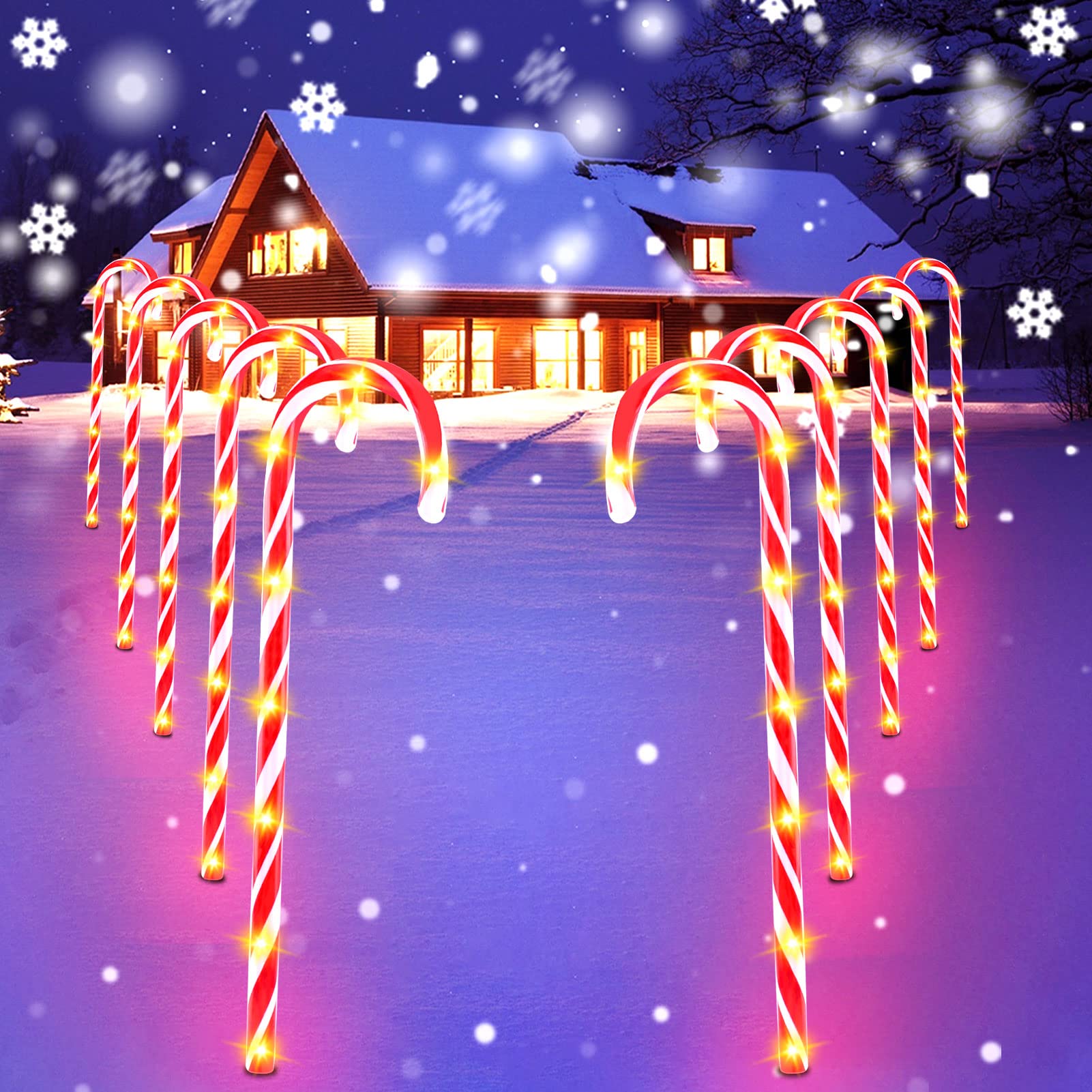 80 LED Candy Cane Christmas Pathway Lights - 28 Inch UL Certified Outdoor Holiday Decor for Lawn, Garden & Walkway | Perfect for Christmas Yard Decorations, Driveway Markers & Festive Home Lighting