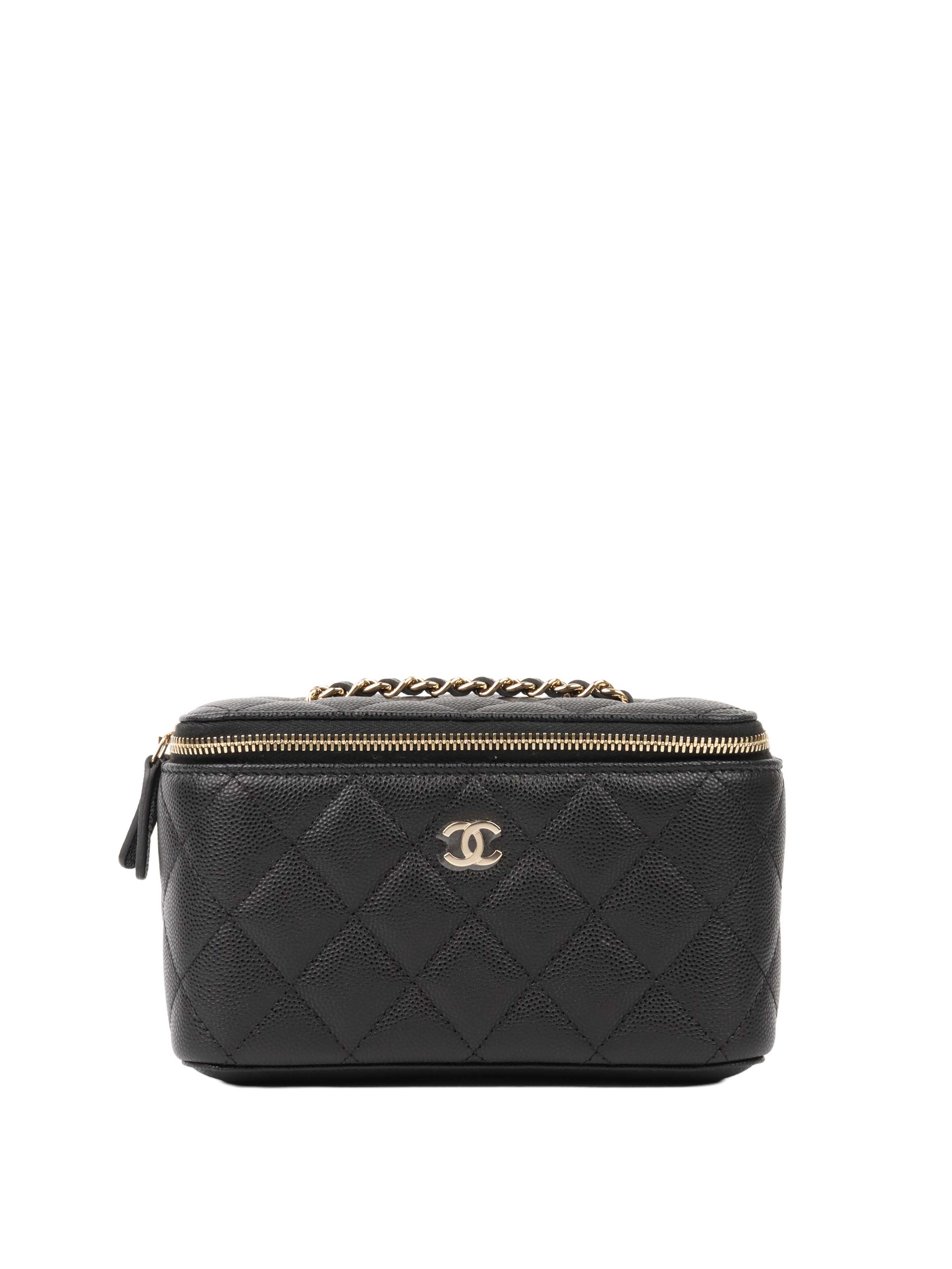Chanel Black Caviar Leather Vanity Case - Luxury Small Handbag for Women | Perfect for Evening Events, Parties & Travel