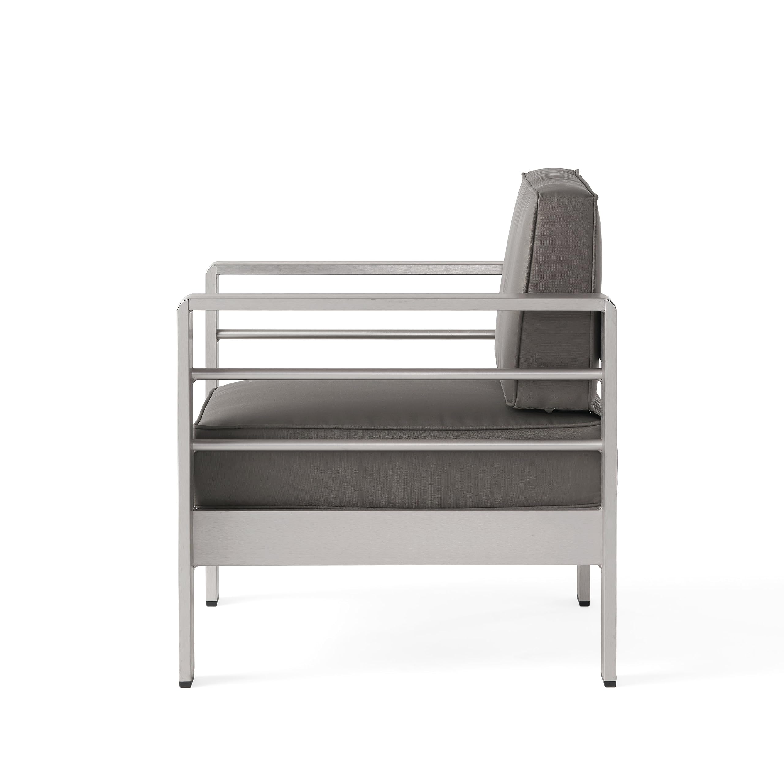 Christopher Knight Home Nicole Outdoor 7-Piece Patio Sofa Set with Coffee Table in Silver & Khaki - Perfect for Backyard, Garden, and Poolside Relaxation