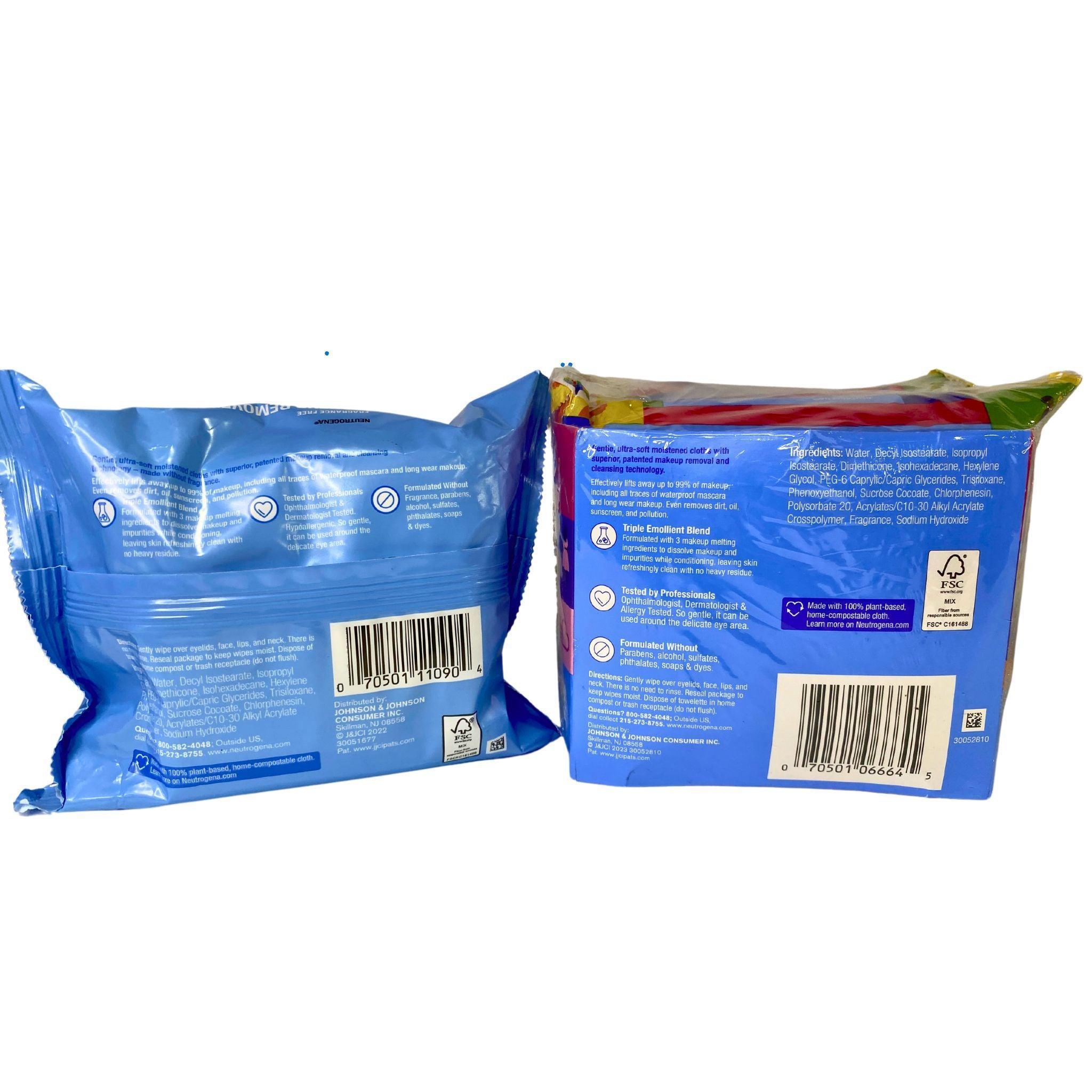Neutrogena Makeup Remover Wipes - 34 Count (Single Packs & Twin Pack) | Gentle Cleansing for Face & Eyes | Perfect for Travel, Gym & Quick Makeup Removal