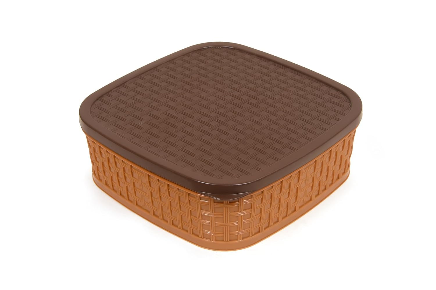 7-in-1 Plastic Square Masala Spice Box Set - Multipurpose Dry Fruit Storage Container - Brown Kitchen Organizer for Indian Cooking, Spice Storage & Pantry Organization