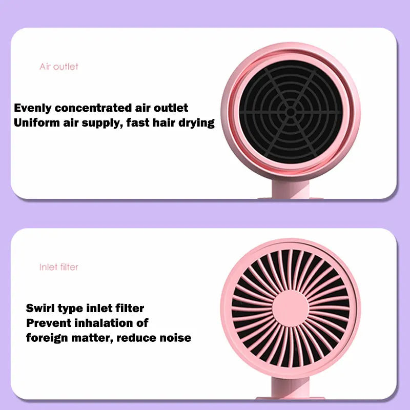 Compact Travel Hair Dryer - Mini Folding Hot Air Blow Dryer for Home & Salon Use - Perfect for Travel, Gym, Dorm & On-the-Go Styling
