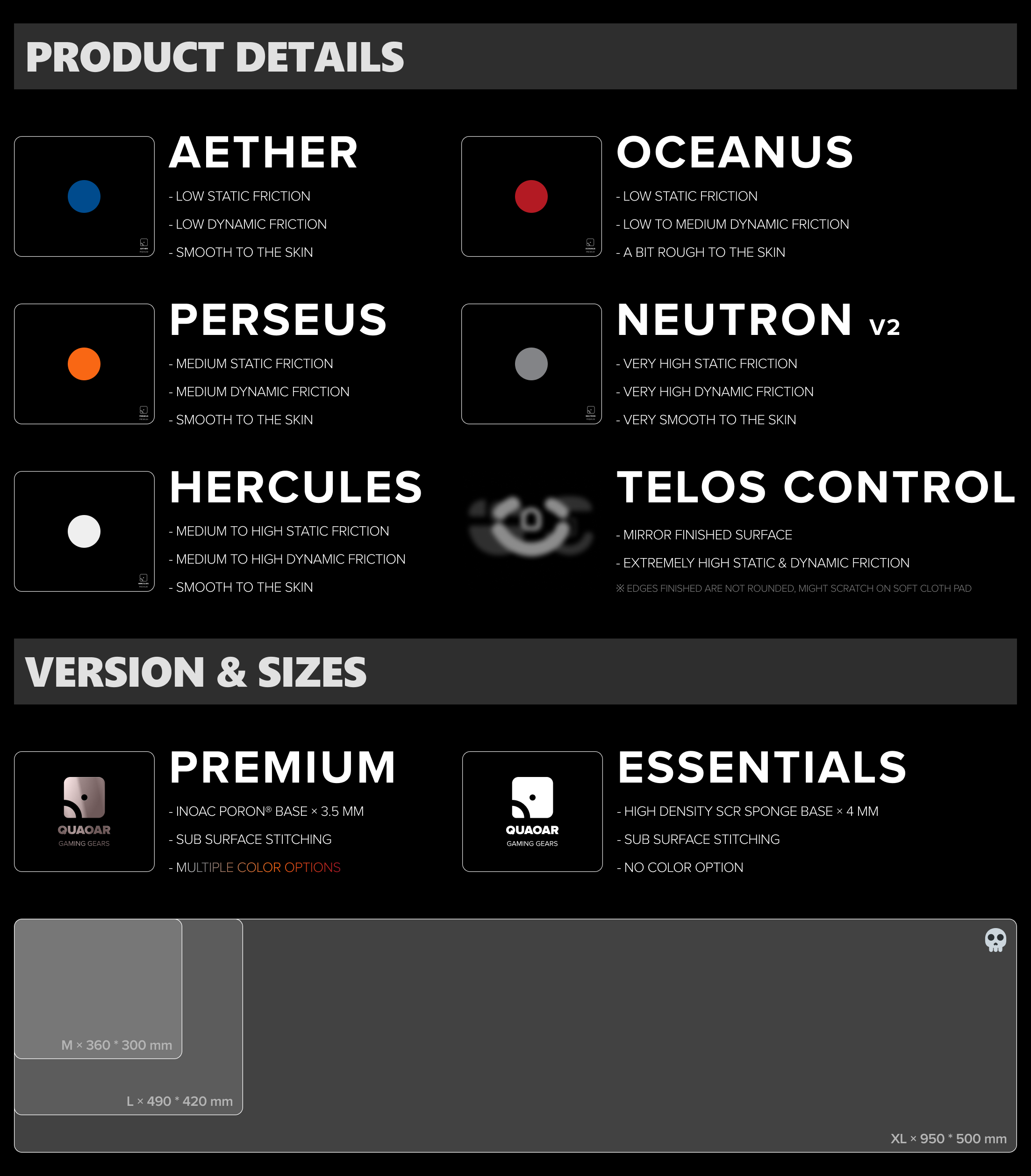 QUAOAR OCEANUS ESSENTIAL Gaming Mouse Pad - Large Non-Slip Rubber Base, Smooth Surface for PC, Laptop, Esports - Perfect for Gaming, Office Work & Home Use
