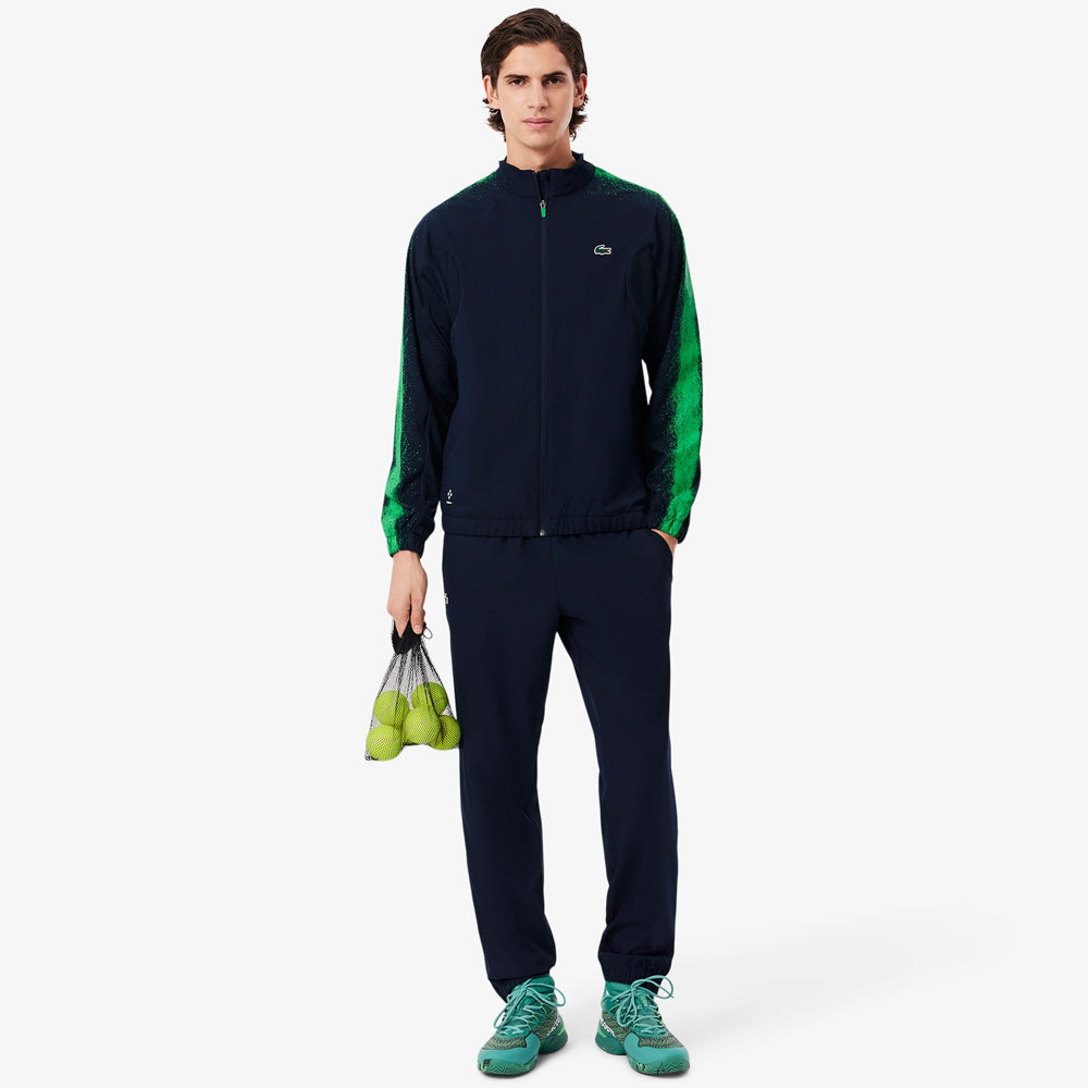 Lacoste Men's Novak Djokovic Tennis X Sweatsuit - Navy Blue & Green Athletic Jogger Set for Casual Wear & Sports Training