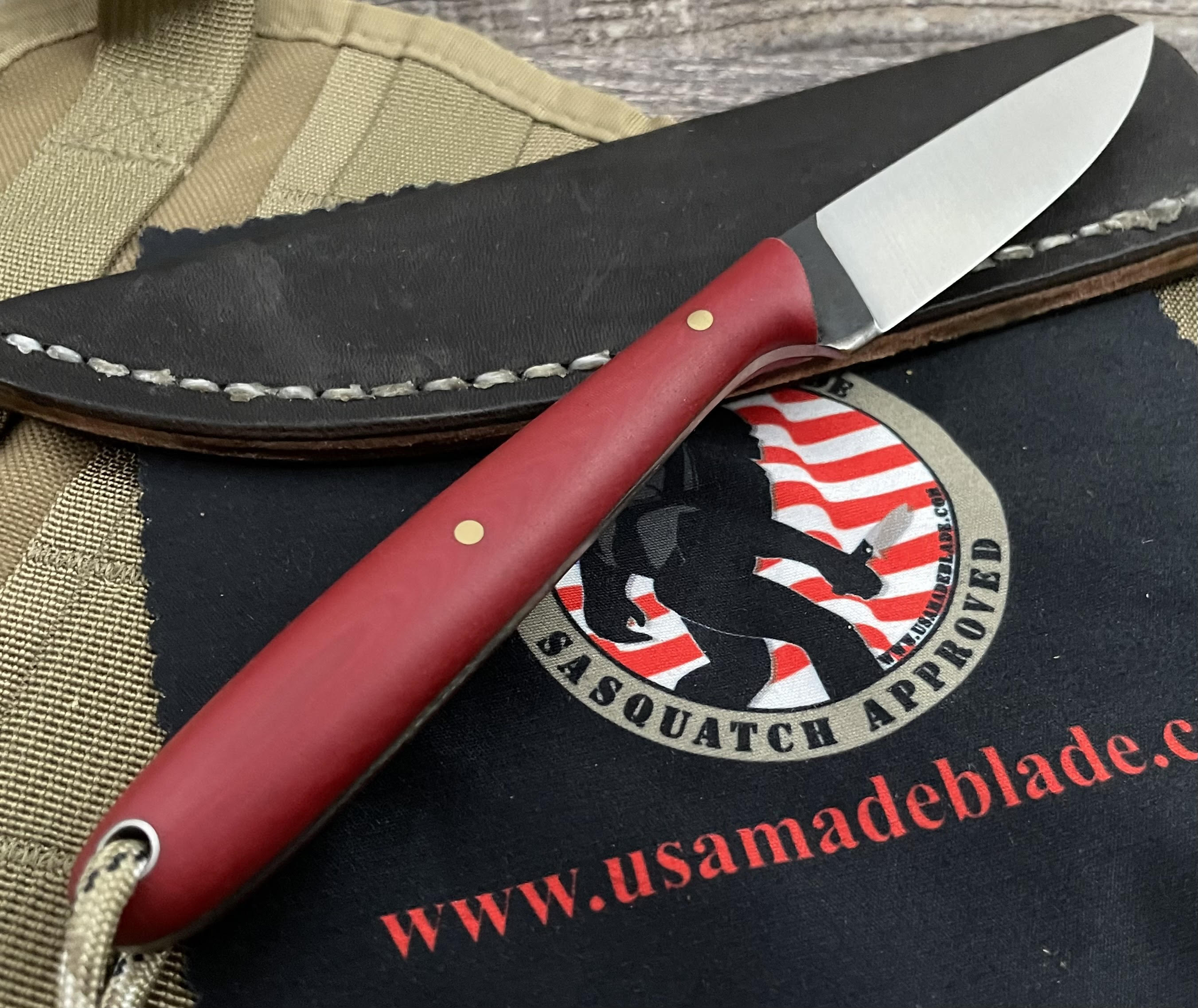 Premium T.M. Custom Bird & Trout Hunting Knife - O1 Tool Steel Blade with Red Micarta Handle - Perfect for Outdoor Adventures, Camping & Fishing