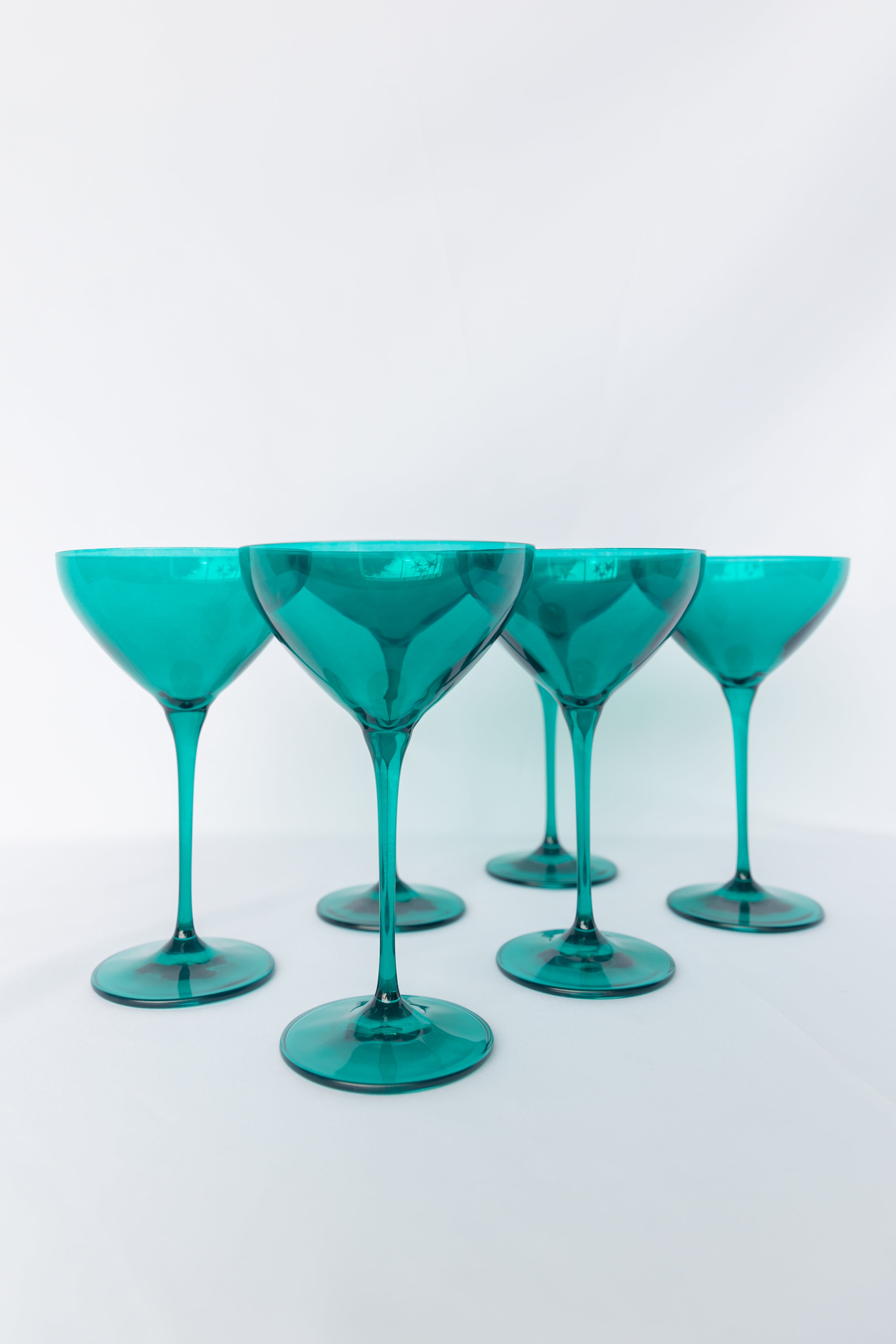 Estelle Colored Martini Glass Set of 6 - Elegant Emerald Green Cocktail Glasses for Parties, Weddings & Home Bar Decor