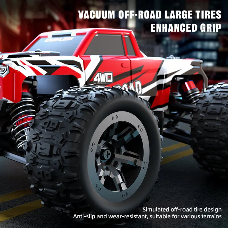 JJRC C8811 1/20 Scale RC Car - 4WD High Speed 40km/h Off Road Climbing Truck with Brushless Motor, LED Lights (Black/Red) - Ready to Run for Outdoor Racing & Backyard Adventure