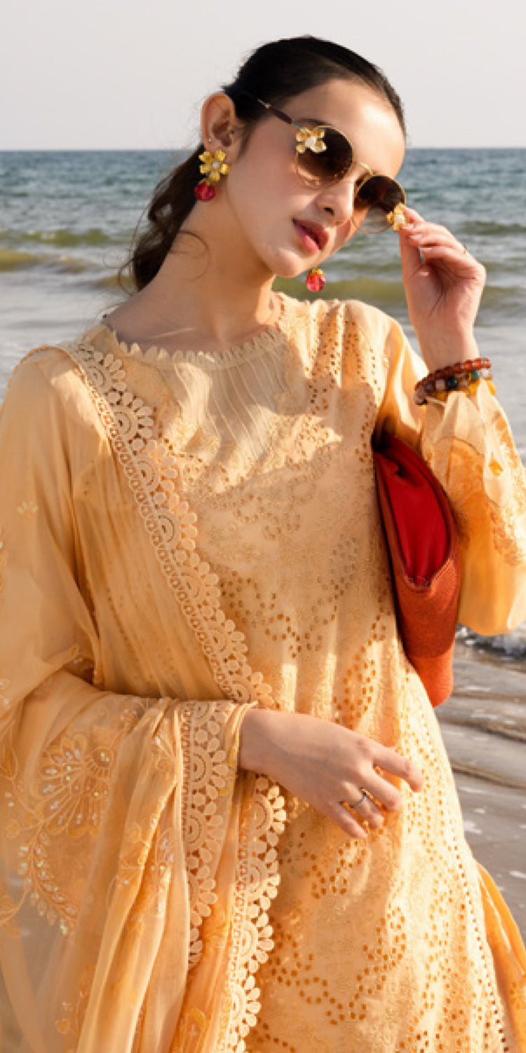 Chikankari Embroidered Lawn Suit in Beige - Elegant Traditional Pakistani Outfit for Women | Perfect for Weddings, Parties & Festive Occasions