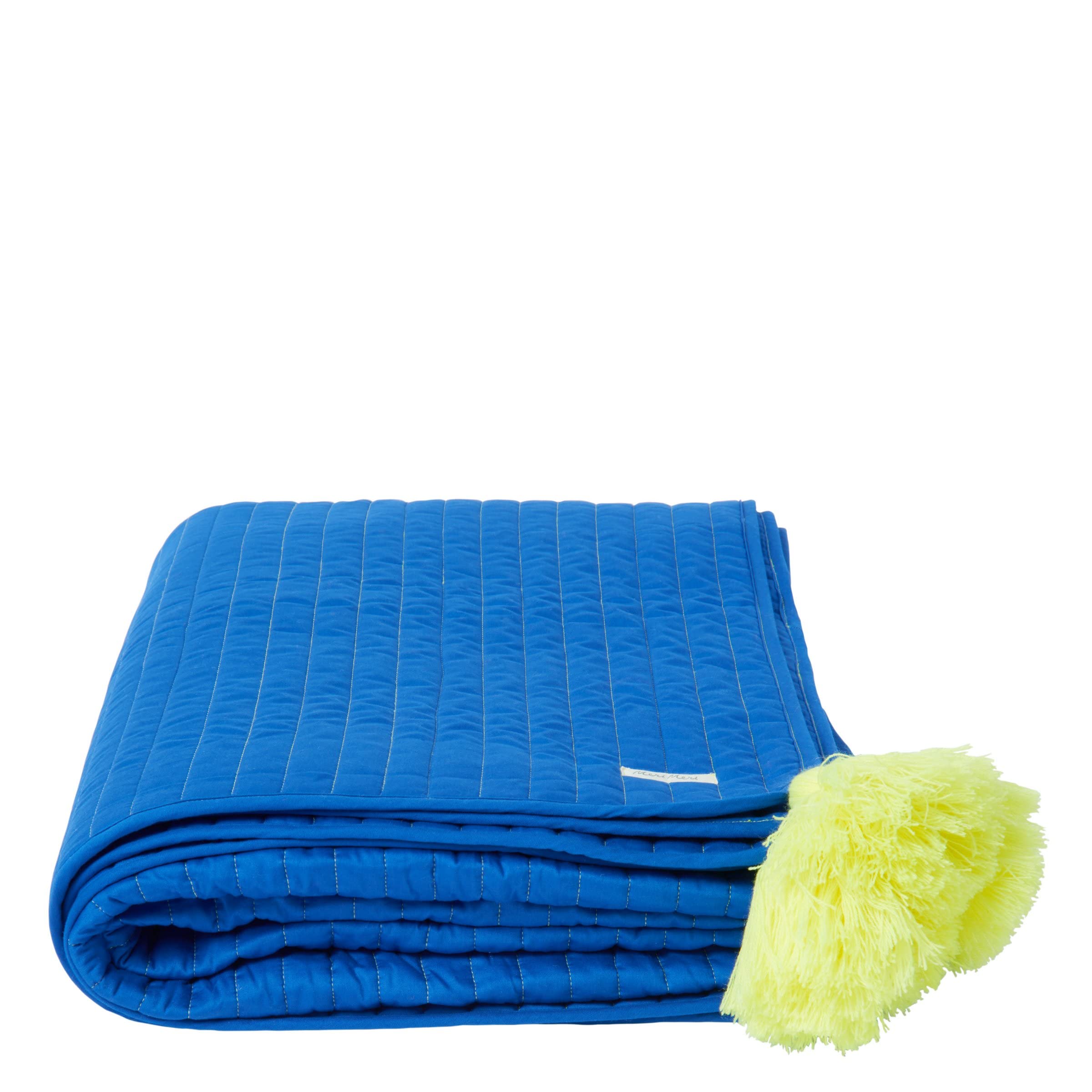 Meri Meri Blue Embroidered Cotton Baby Quilt - Soft Nursery Blanket for Boys & Girls - Perfect for Crib, Stroller, Swaddling and Gift Giving