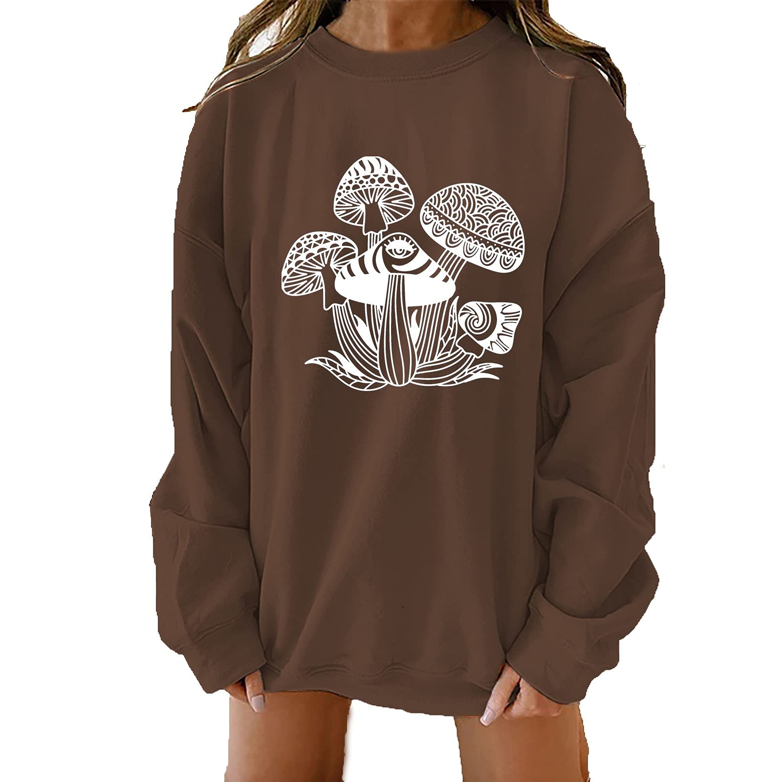Women's Cute Printed Pullover Hoodie - Round Neck Loose Fit Long Sleeve Fleece Sweatshirt for Casual Wear, Street Style & Winter Comfort