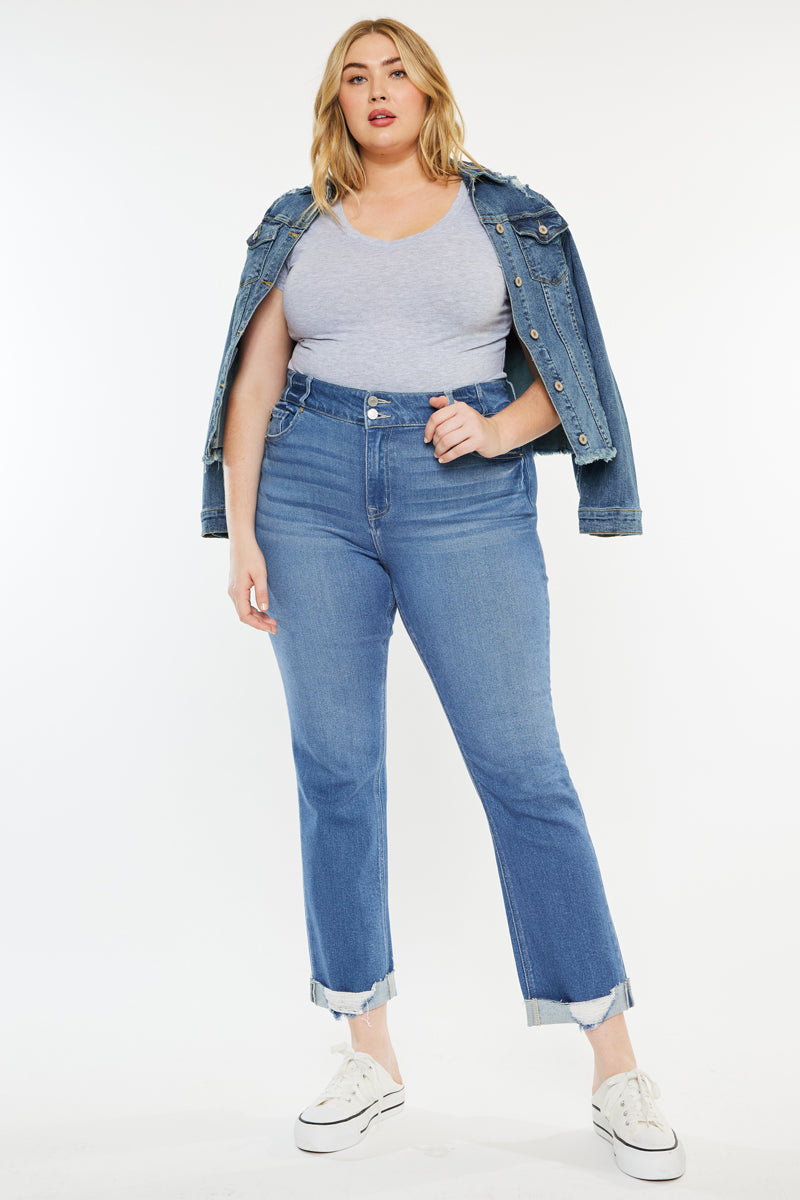 Esme Essentials High Rise Slim Straight Leg Jeans for Women - Plus Size Denim Pants with Stretch Comfort - Perfect for Casual Wear, Office & Date Nights