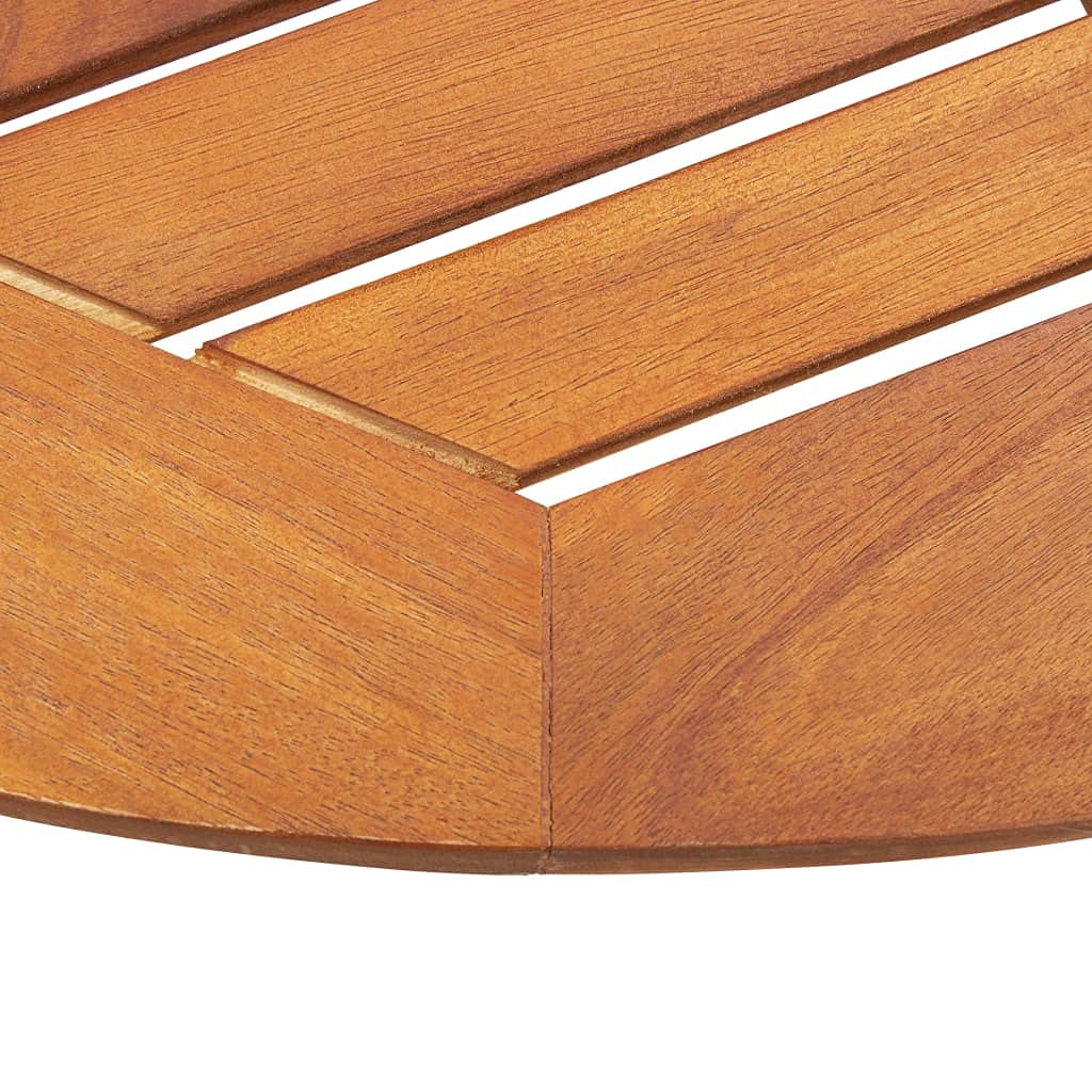Acacia Wood Round Patio Table with Umbrella Hole & Foldable Design - 23.6