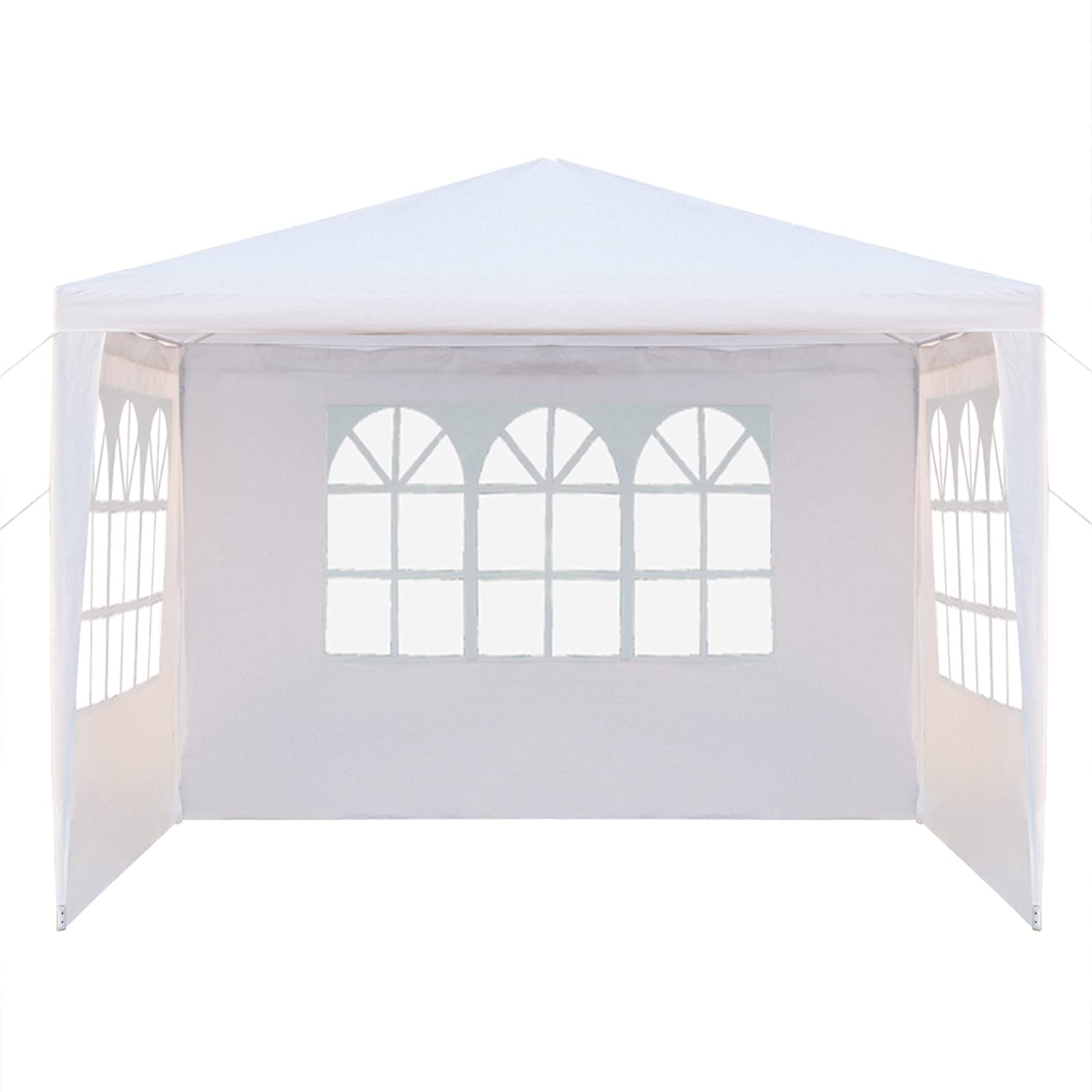 10'x10' (3x3m) 3-Sided Waterproof Party Tent with Spiral Tubes - Outdoor Wedding, Camping, BBQ Shelter Canopy Gazebo for Backyard Events & Picnics