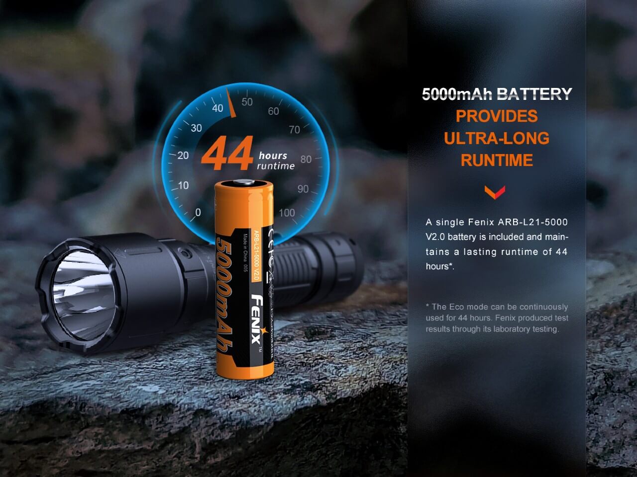 Fenix WF26R Rechargeable LED Work Flashlight with Cradle Charging - Bright, Durable for Camping, Hiking, and Emergency Use