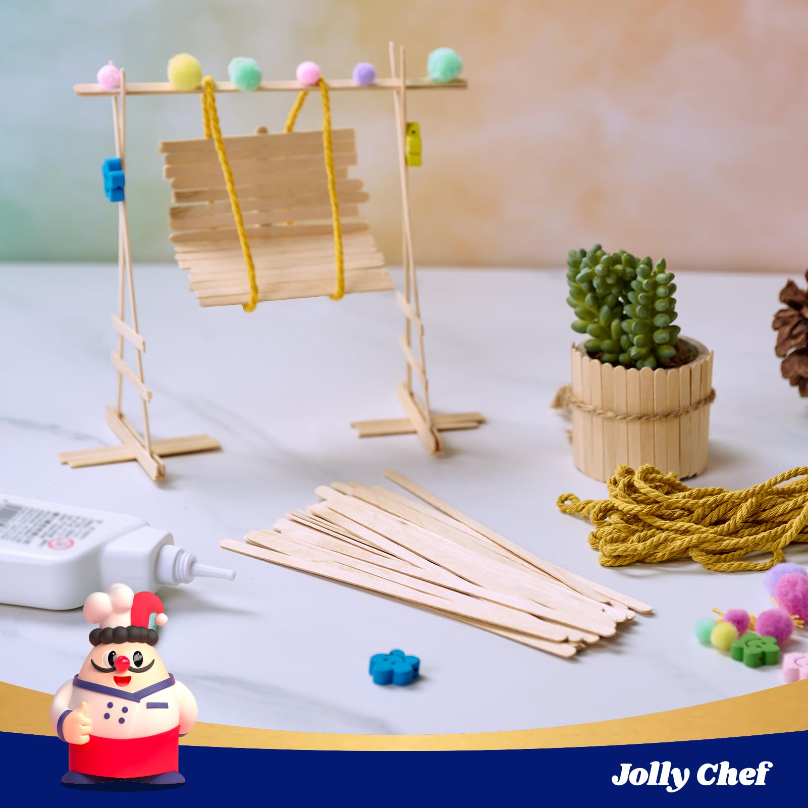 JOLLY CHEF 1000 Count Natural Birch Wood Coffee Stirrers - 7 Inch Eco-Friendly Stir Sticks for Coffee, Tea & Hot Beverages - Perfect for Home, Office & Cafes