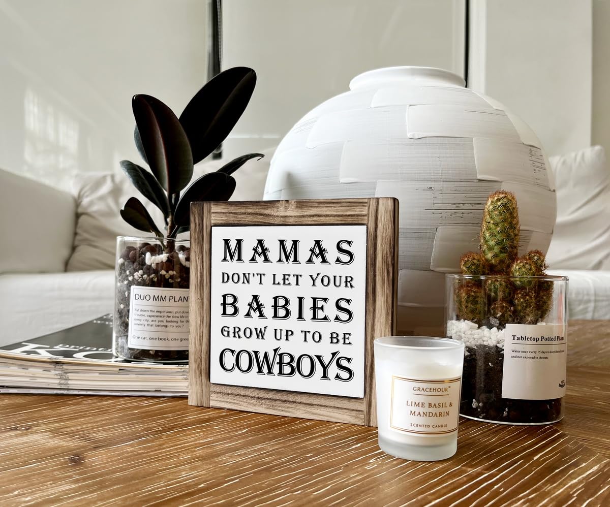Inspirational Wooden Signs - Baby Boy Nursery Decor, Wood Plaques for Desk & Home, Newborn Son Gift, Rustic Table Art for Bedroom - Perfect for Cowboys Theme Nursery & Western Home Décor