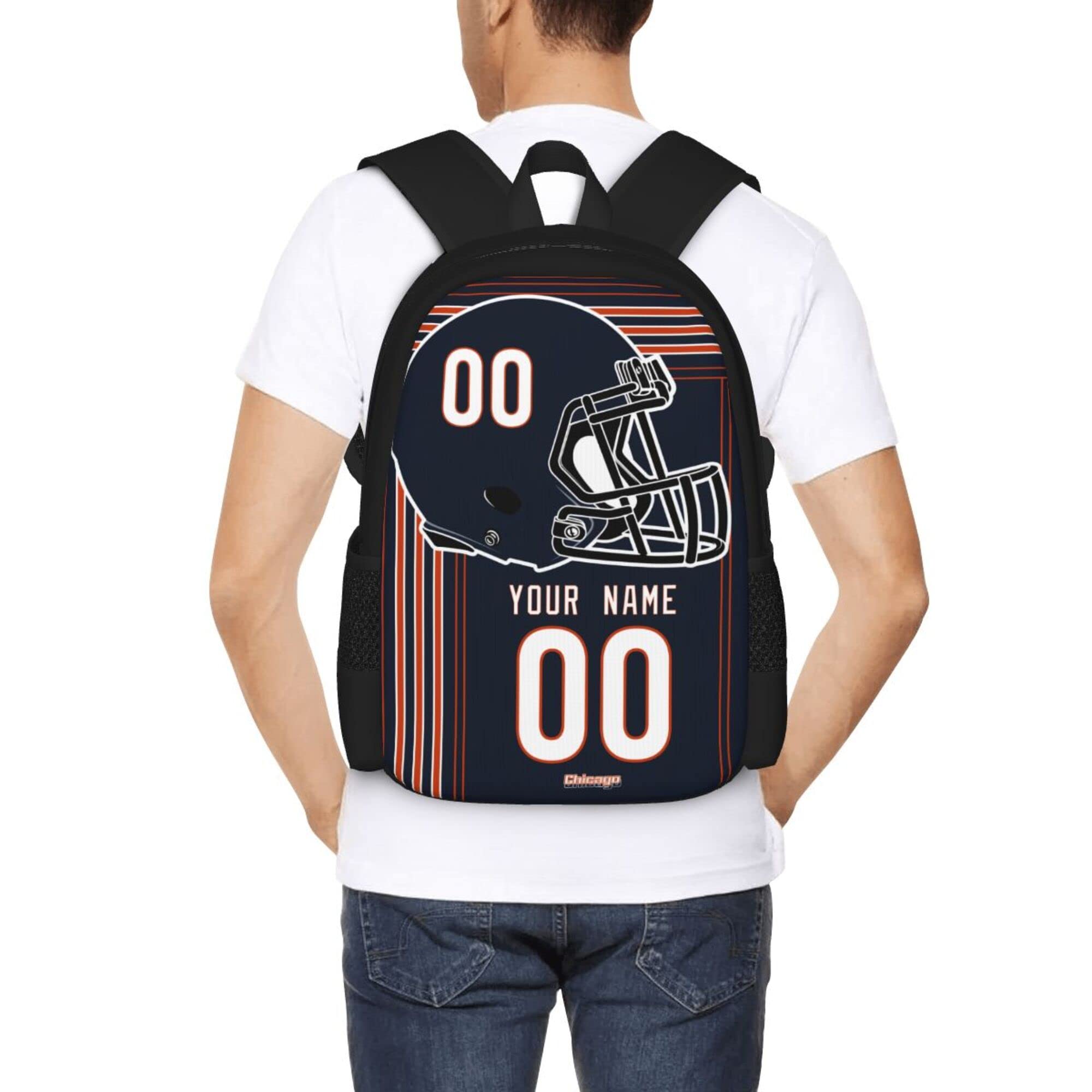 ANTKING Chicago Backpack - Customizable High Capacity Backpack with Personalized Name & Number - Perfect Gift for Kids, Men & Sports Fans - Ideal for School, Travel & Game Day