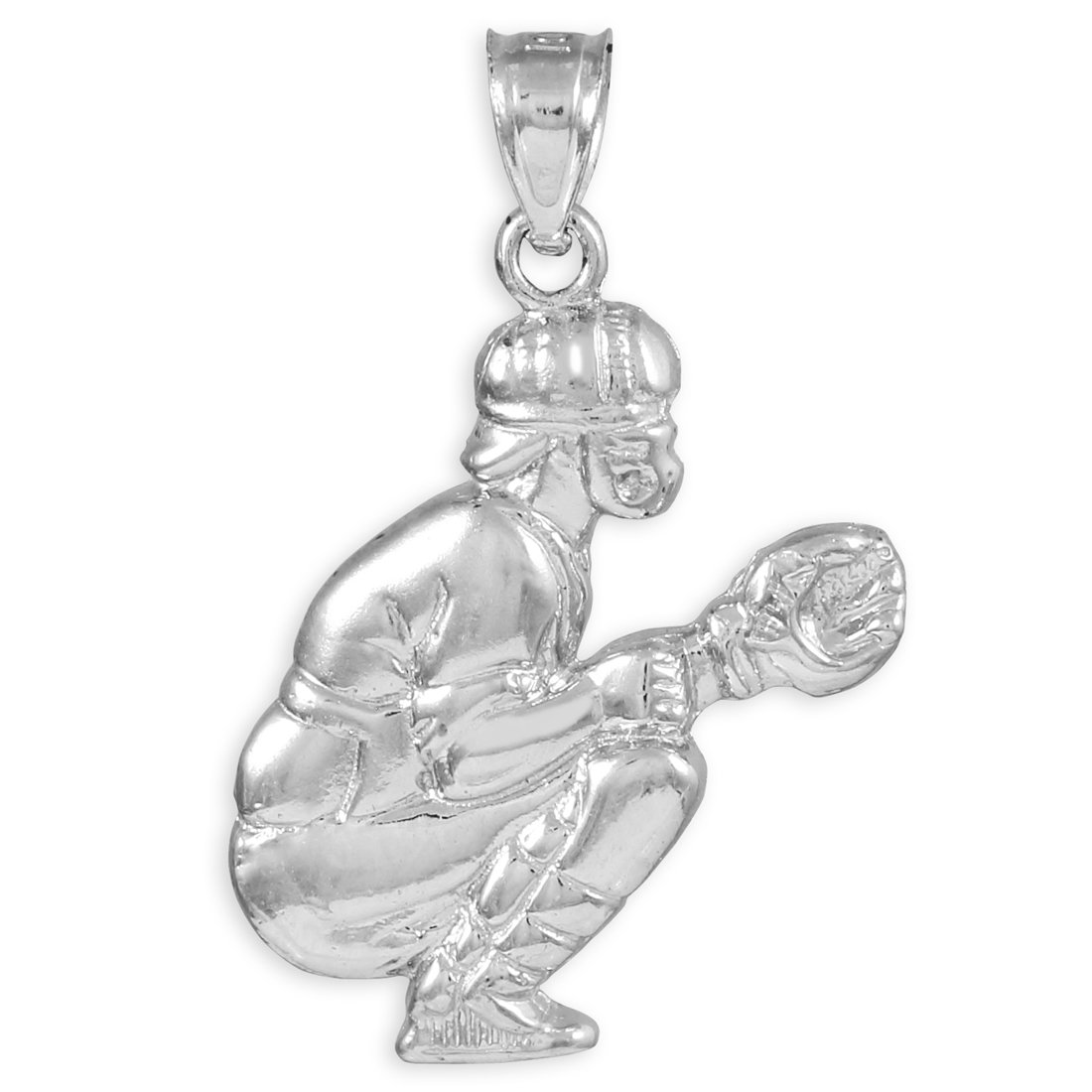 14K White Gold Baseball Catcher Charm Pendant Necklace for Women - Sports Jewelry Gift for Athletes, Baseball Players & Fans - Perfect for Games, Gifts & Everyday Wear