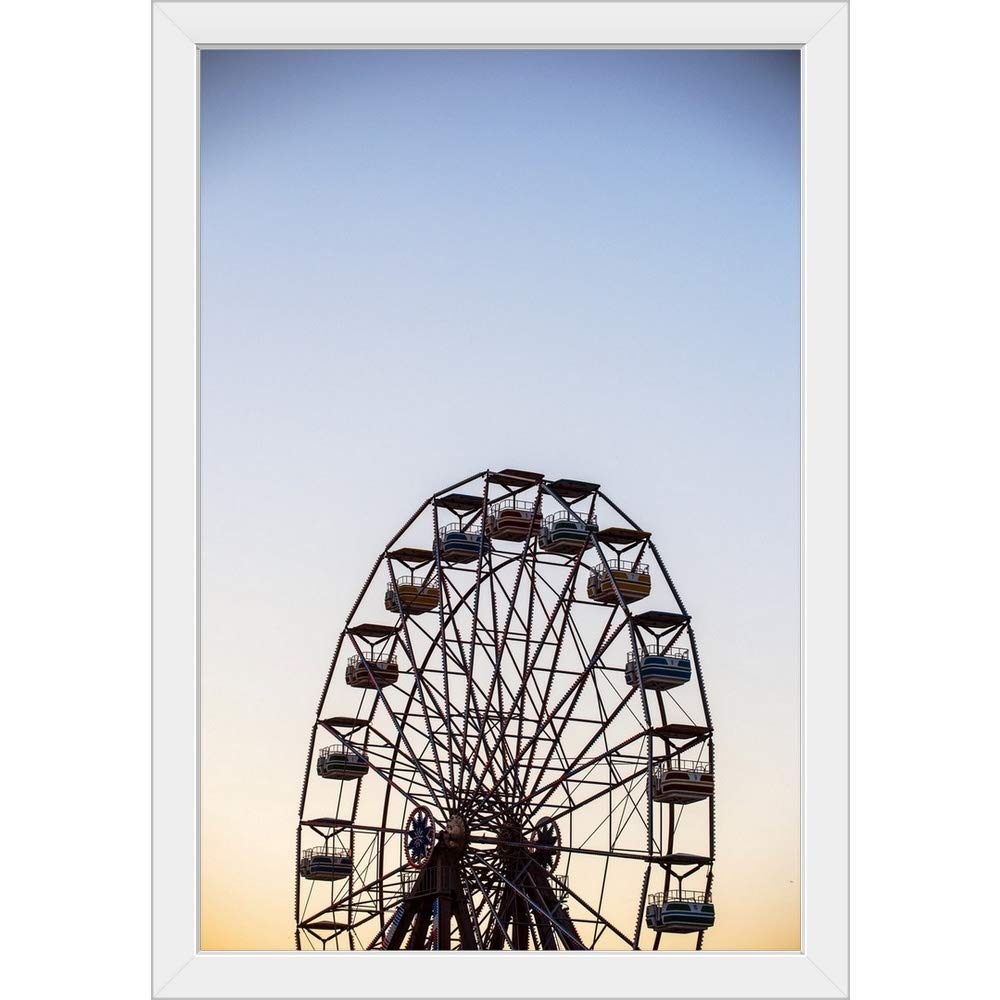 Virginia Beach Ferris Wheel White Framed Wall Art Print - Coastal Decor for Living Room, Bedroom & Office - Virginia Beach Souvenir & Travel Inspired Artwork