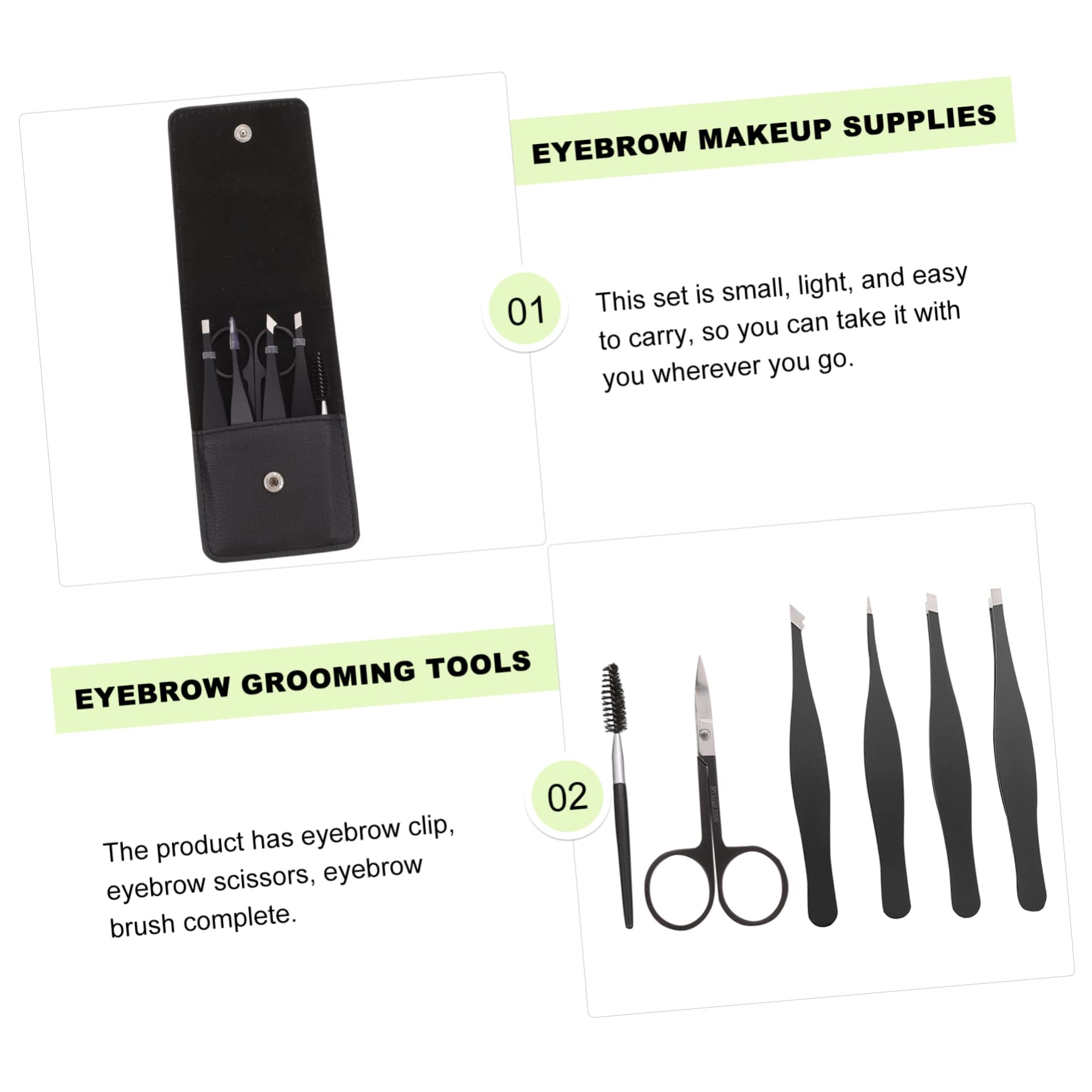 Healeved 6-Piece Eyebrow & Eyelash Grooming Kit - Professional Tweezers, Curler, Brush, Scissors & Face Razor for Precise Shaping | Perfect for Eyebrow Styling, Makeup Application & Facial Hair Trimming at Home or Salon