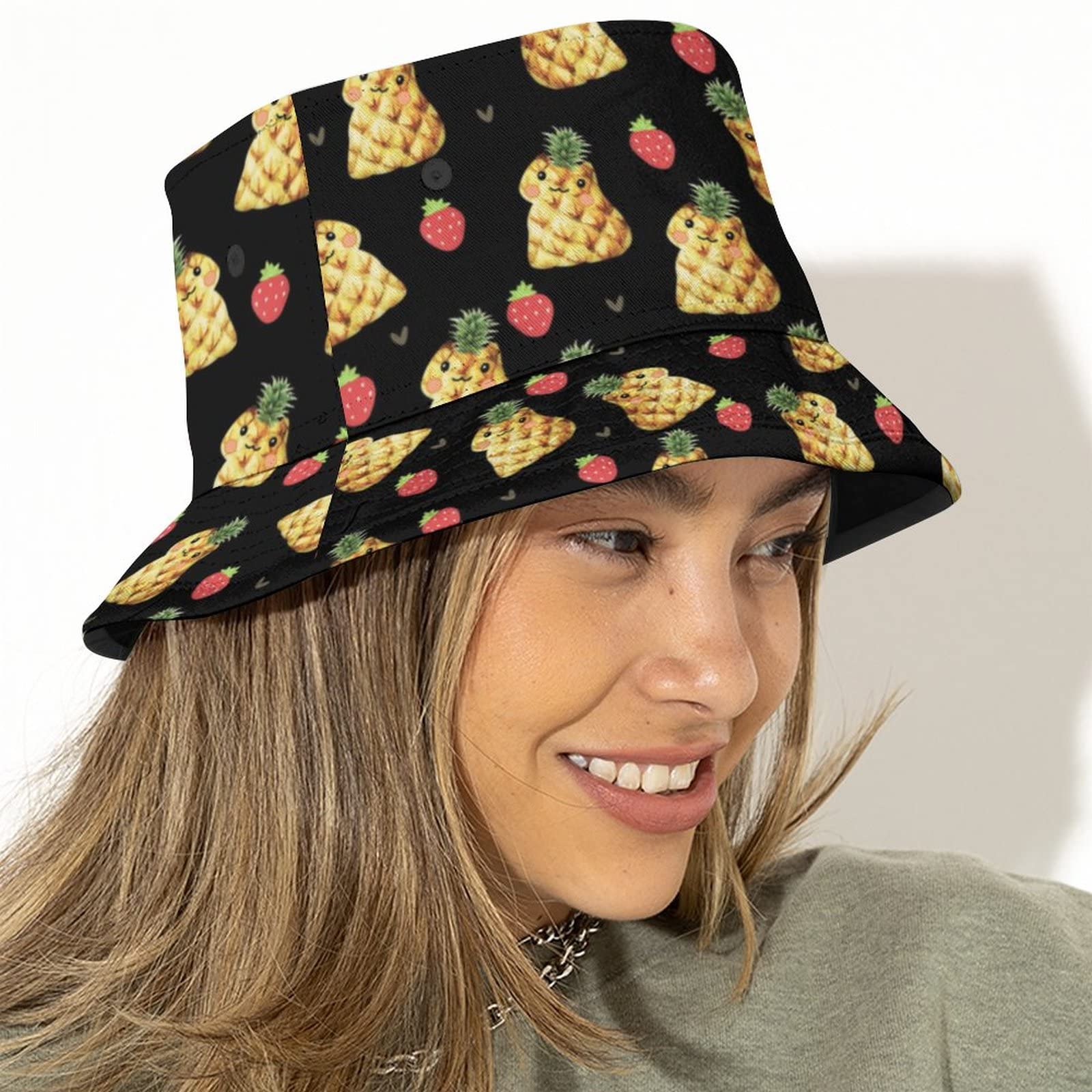 Stylish Pineapple Frog Bucket Hat for Women & Men - Lightweight Packable Summer Sun Hat for Beach, Fishing, Travel & Outdoor Activities - Unisex Adjustable UV Protection Cap