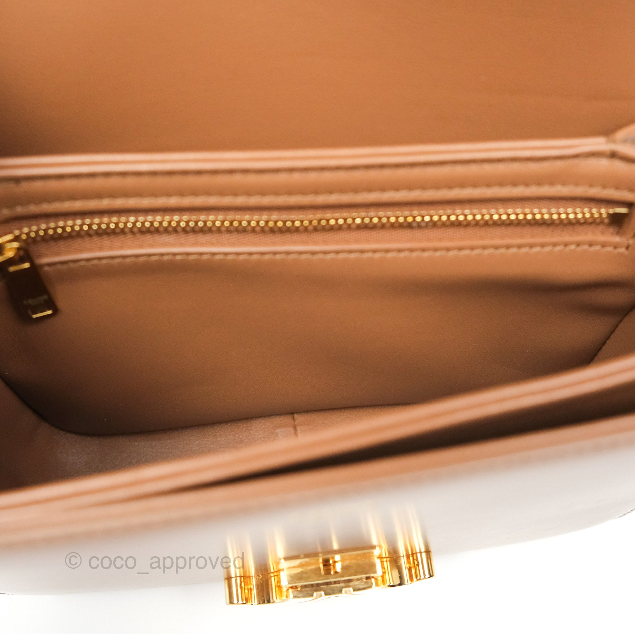 Celine Teen Triomphe Bag - Shiny Calfskin Leather Crossbody Purse in Bronze | Perfect for Date Night, Parties & Everyday Elegance