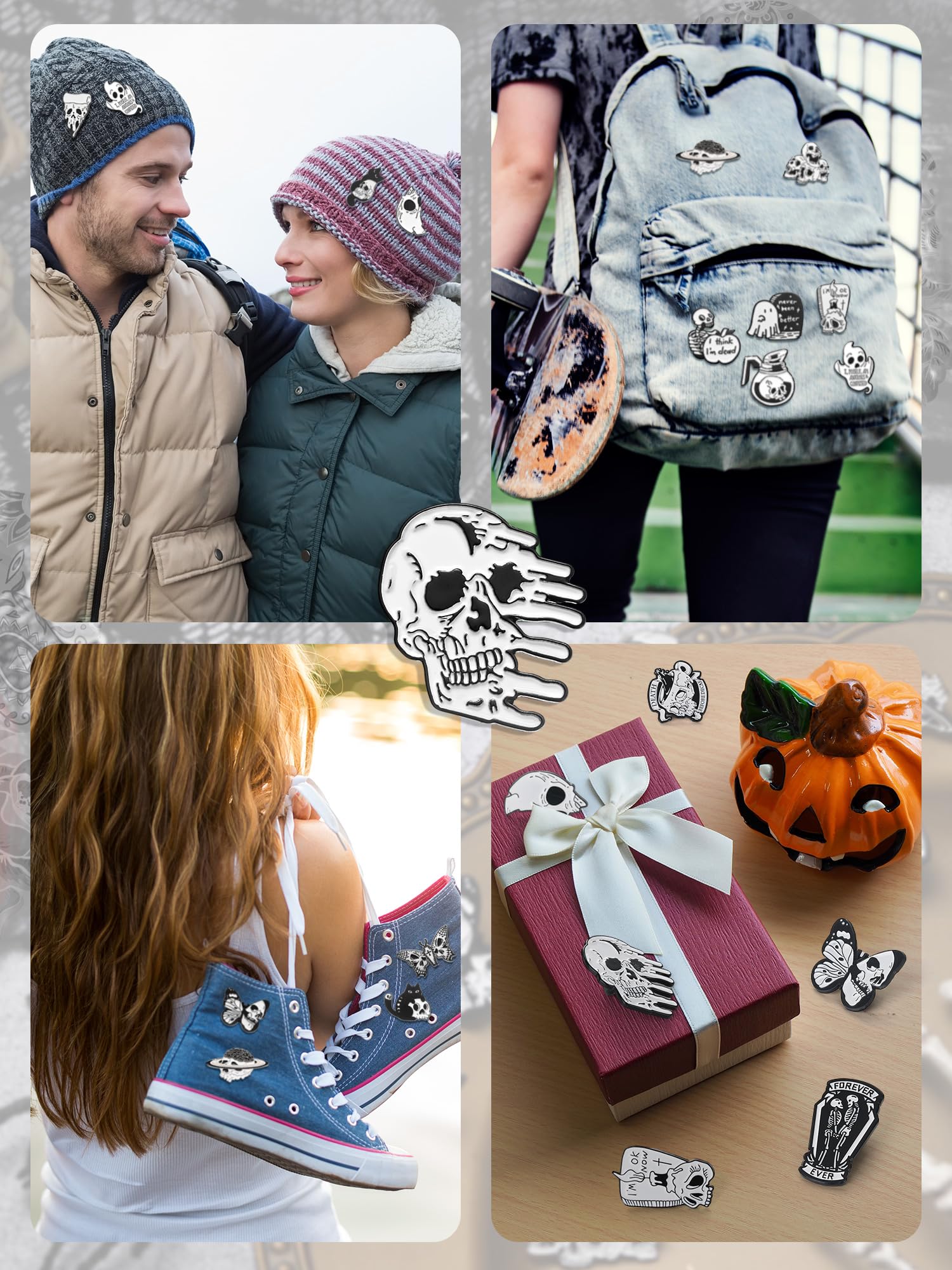 Ferraycle 30pcs Enamel Pins Set - Horror & Steampunk Brooches for Hats, Clothes & Backpacks - Cool Gifts for Women & Men