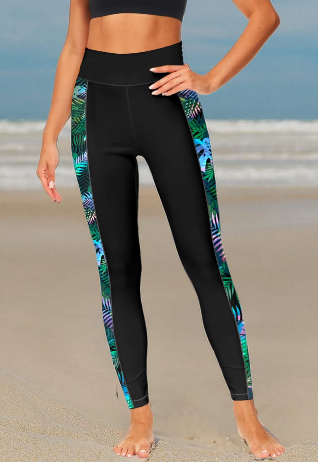**Deerose Women's High Waisted Swim Pants – UPF 50+ Sun Protection, Quick-Dry Rash Guard Leggings for Beach, Pool & Water Sports**