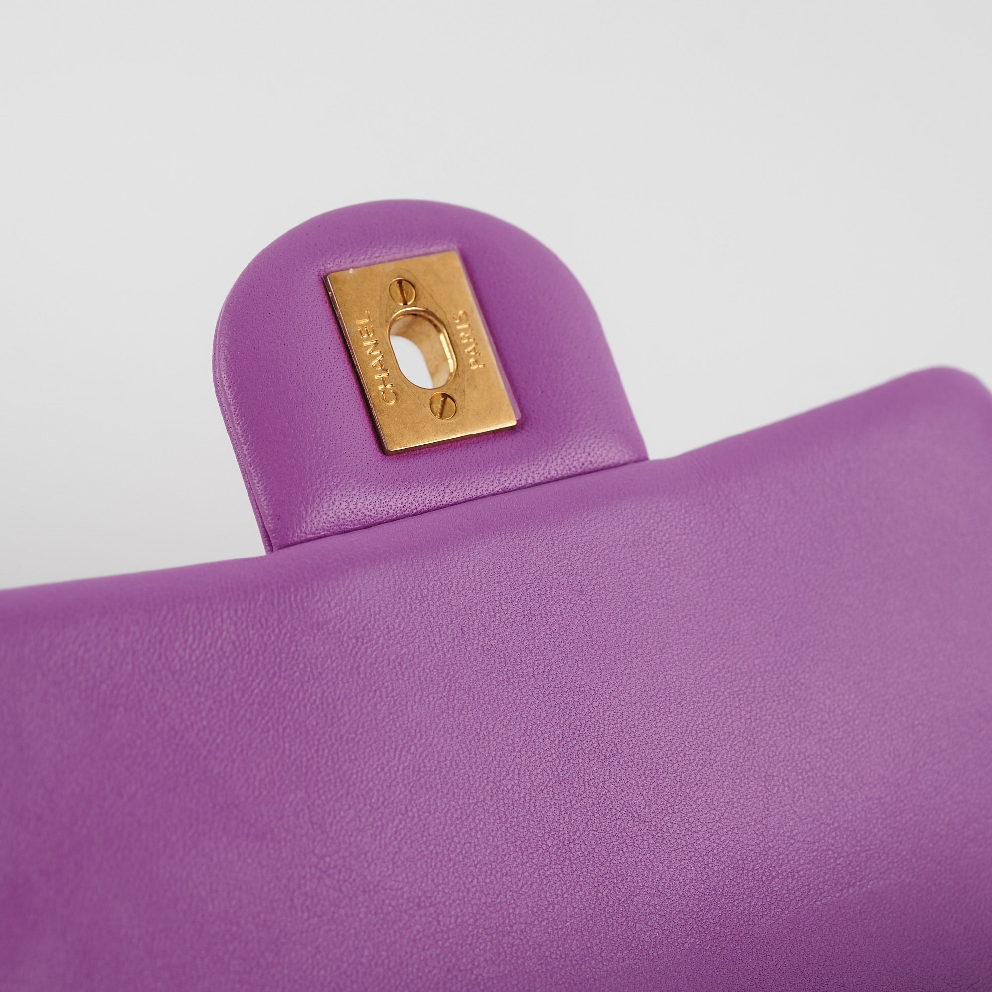 Chanel Purple Pearl Crush Square Lambskin Bag with Microchip - Luxury Designer Handbag for Women, Perfect for Evening Parties & Special Occasions