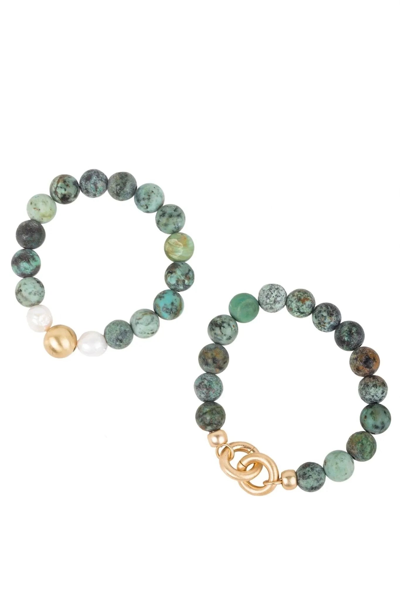 Natural Stone Pearl Stretch Bracelet Set for Women - Boho Beaded Jewelry for Casual Wear, Parties & Gifts | Adjustable Elastic Wristband