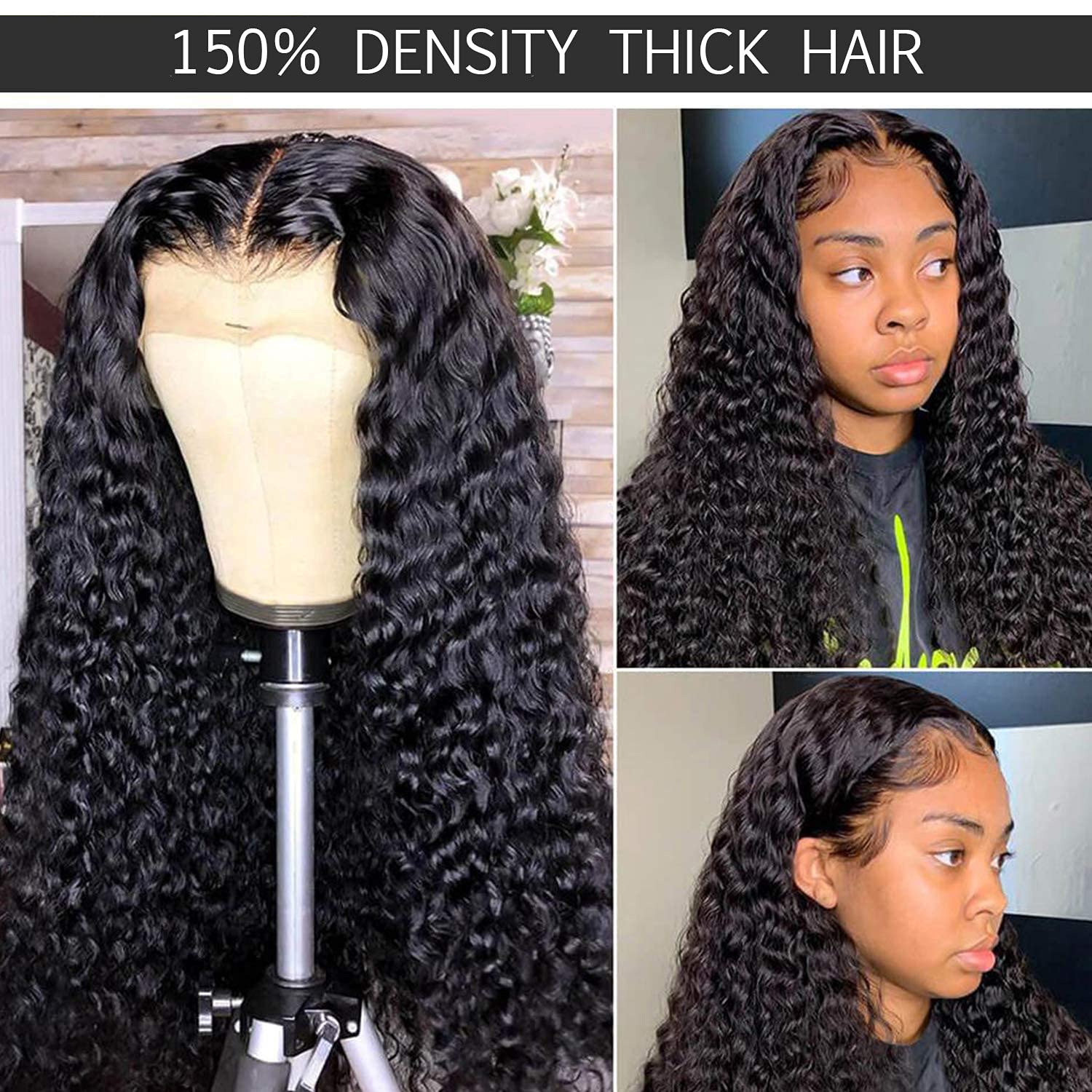Brazilian Deep Wave Lace Front Wigs 28 Inch Human Hair - 150% Density Pre Plucked 4x4 Lace Closure with Baby Hair for Black Women | Natural Color Deep Wave Wigs for Daily Wear, Parties & Special Occasions
