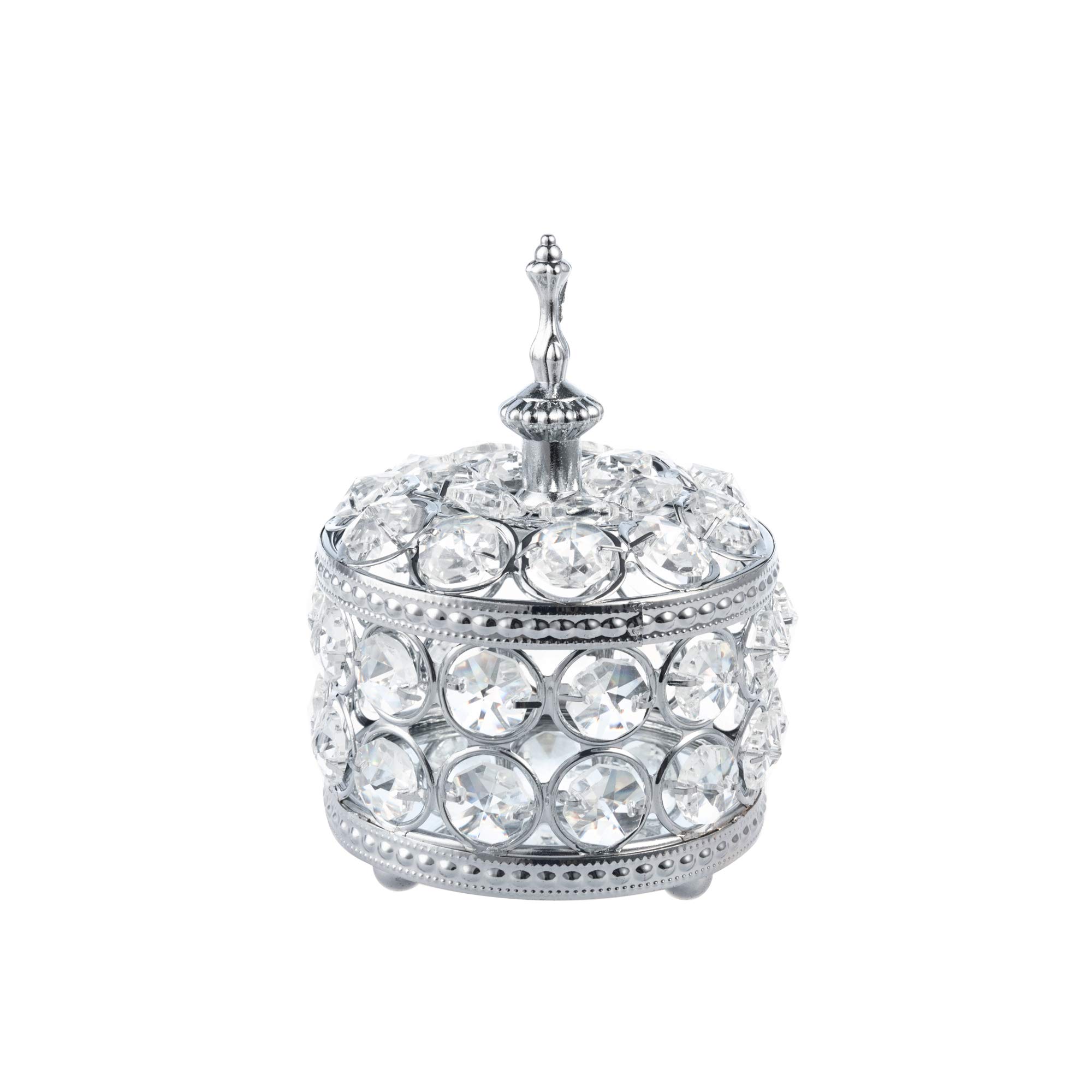 Crystal Jewelry Box with Mirror - Elegant Silver Trinket Organizer for Earrings, Rings & Keepsakes | Perfect for Wedding, Valentine's Day, Birthday Gifts & Dresser Room Decoration