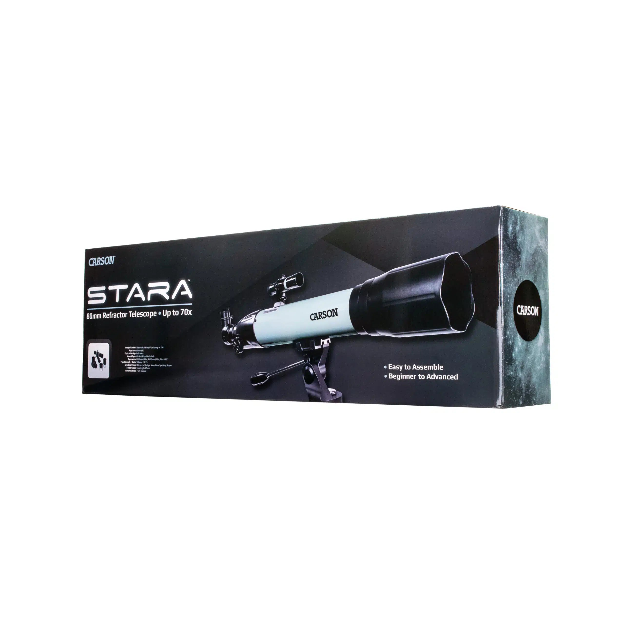 Carson 80mm Stara Series Refractor Telescope (SR 200) - Portable Astronomy Telescope for Adults & Kids, Perfect for Stargazing, Bird Watching & Outdoor Adventures