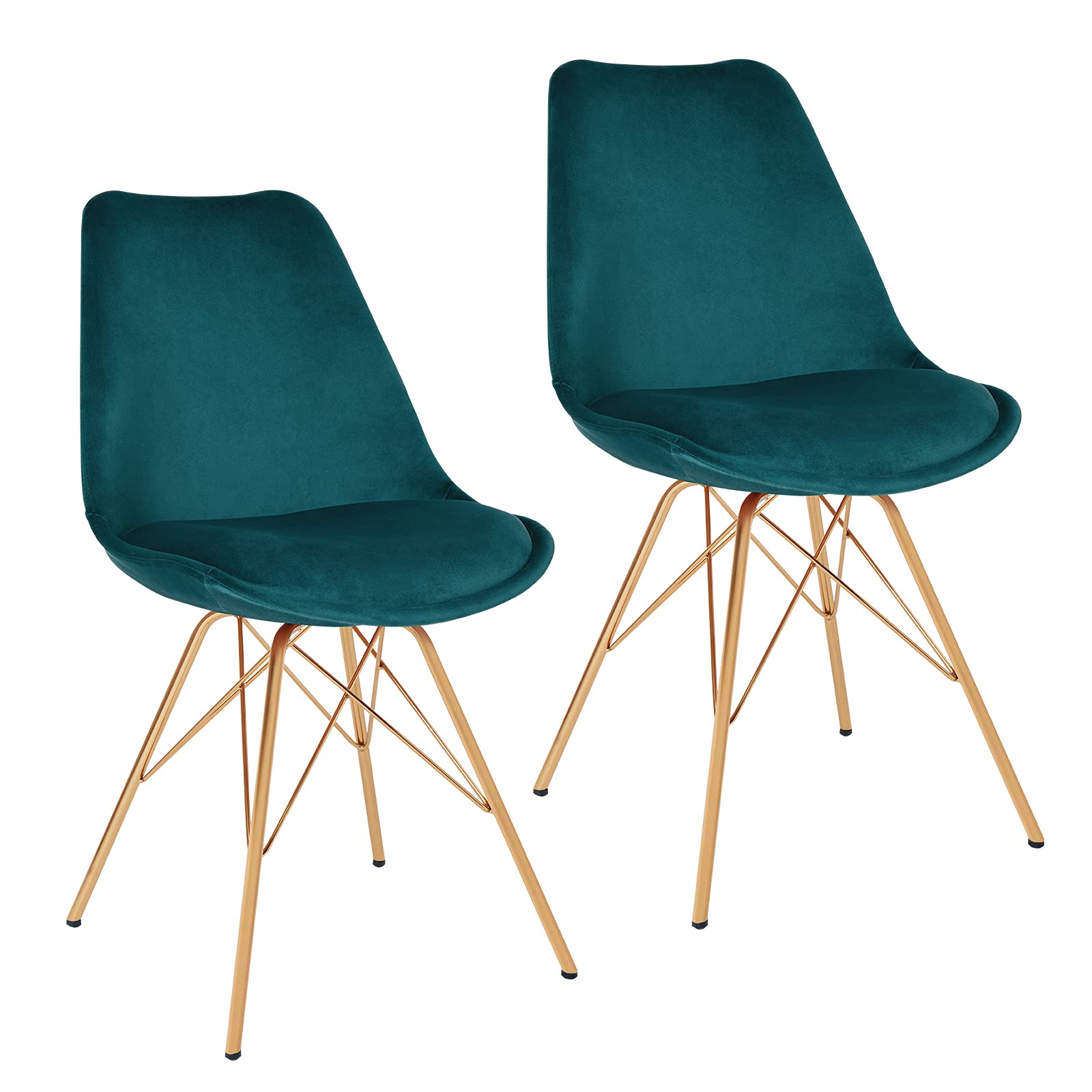 Duhome 2-Piece Velvet Tufted Dining Chairs Set with Golden Metal Legs - Modern Accent Side Chairs for Kitchen, Dining Room, Bedroom & Living Room - Perfect for Dinner Parties, Home Decor & Small Spaces (Atrovirens)