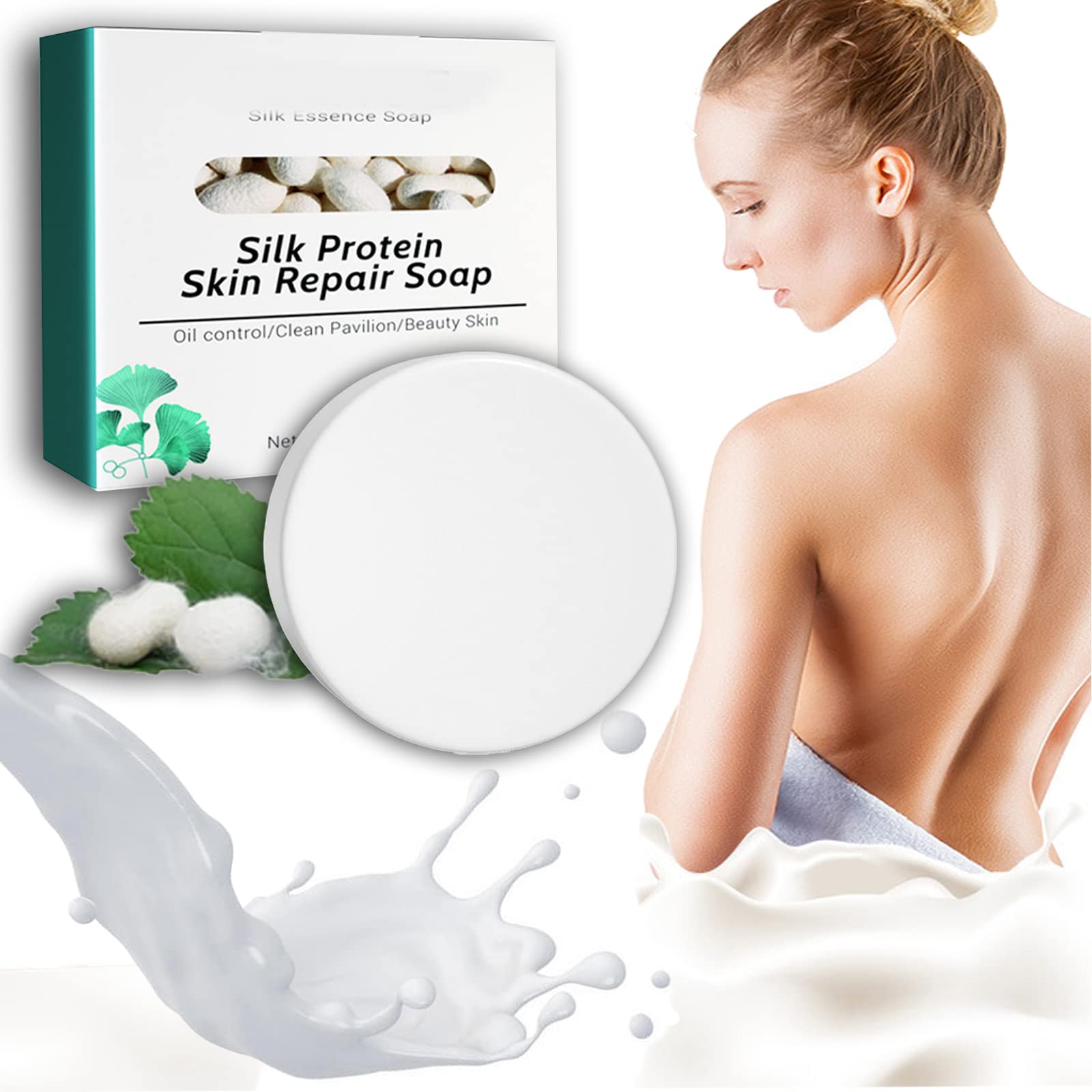 BOPBISGA Skinferm Collagen Milk Whitening Soap - 1/2/3 Pack Silk Protein Brightening & Repair Soap for Face & Body (60g Each, Round Shape) | Gentle Cleansing for Daily Skincare & Glowing Complexion