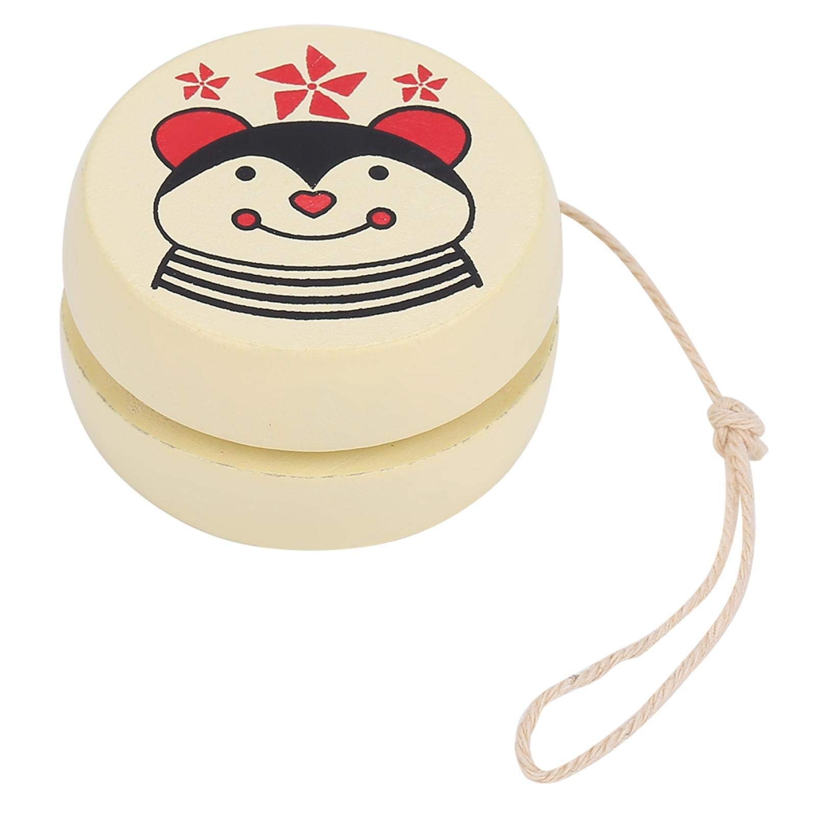 Alomejor Wooden Yoyo Ball Toy - Cute Cartoon Pattern Early Learning Educational Toy for Kids (4.7 * 4.7cm) - Perfect for Preschool Playtime & Motor Skill Development